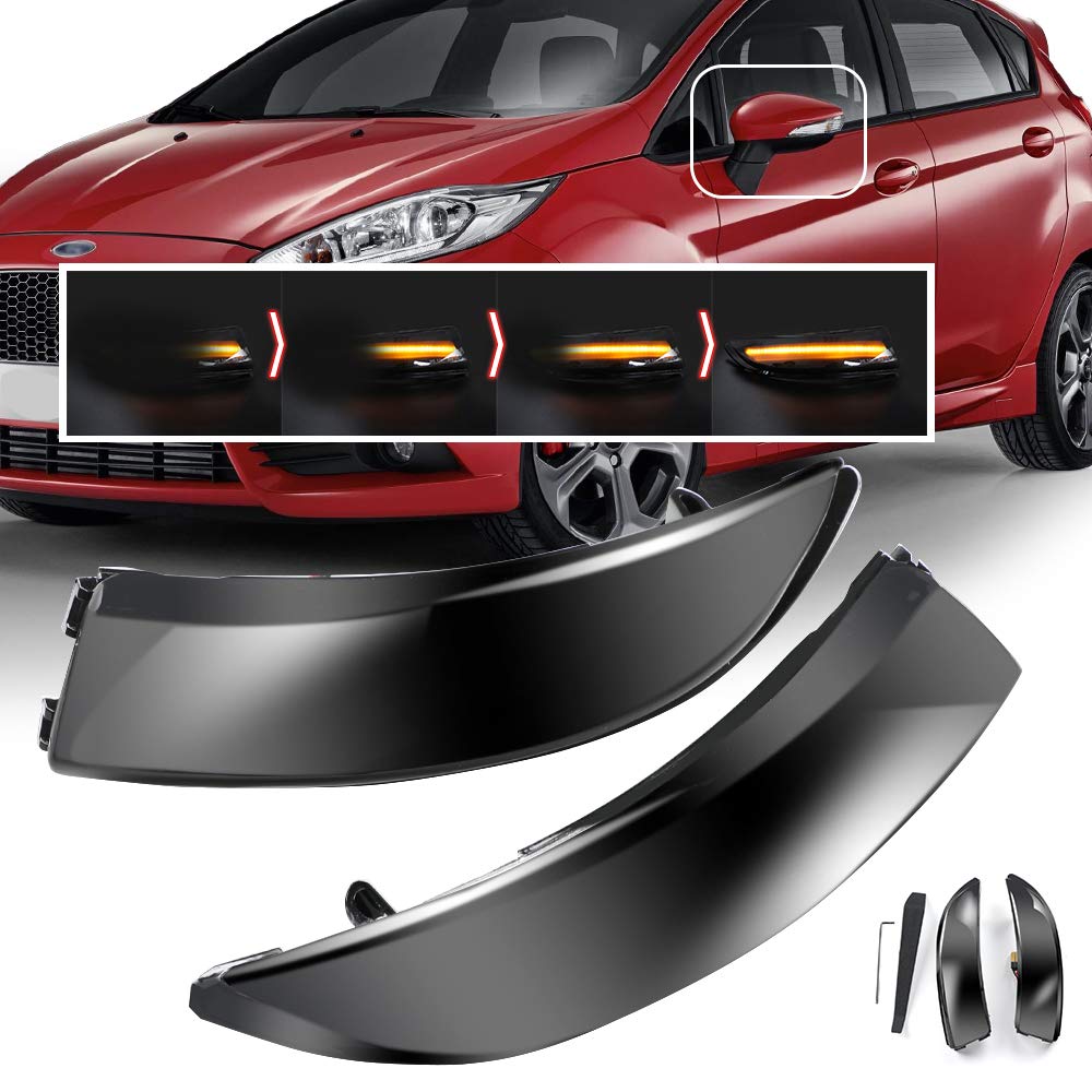 Rui Xin 213 LED Flowing Turn Signal Lights - Dynamic Side Wing Rearview Mirror Indicator Blinker for Ford Fiesta 2008-2017 | Enhanced Safety & Style for Night Driving & Custom Car Upgrades