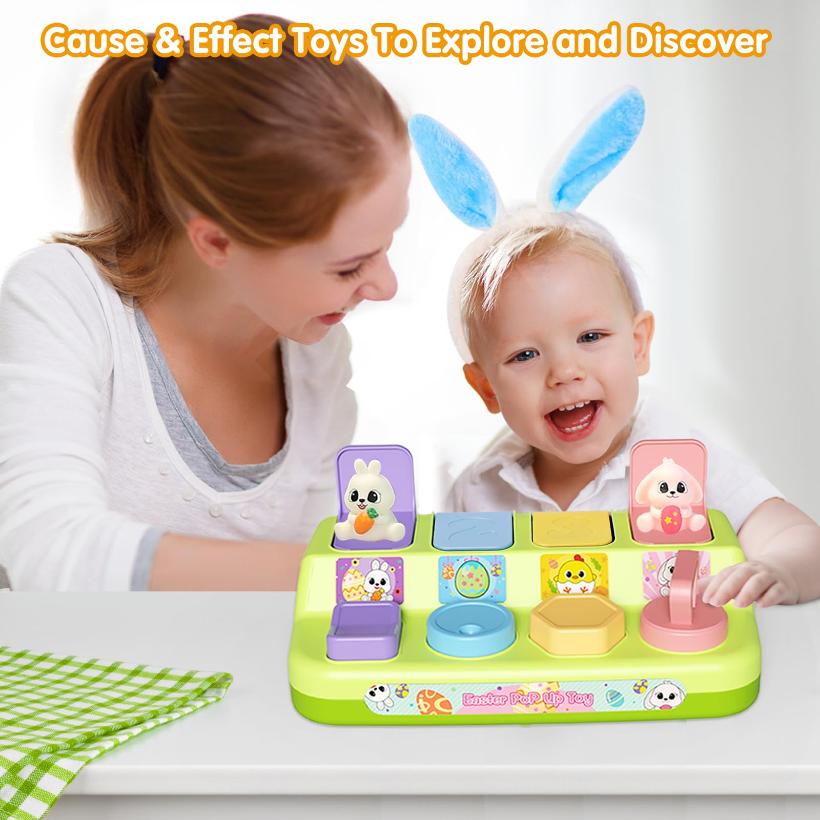 Interactive Pop Up Toys for Toddlers - Montessori Cause & Effect Learning Toys for Babies 18-24 Months - Easter Basket Stuffers & Toddler Gifts for 1-2 Year Olds - Perfect for Early Childhood Development & Sensory Play