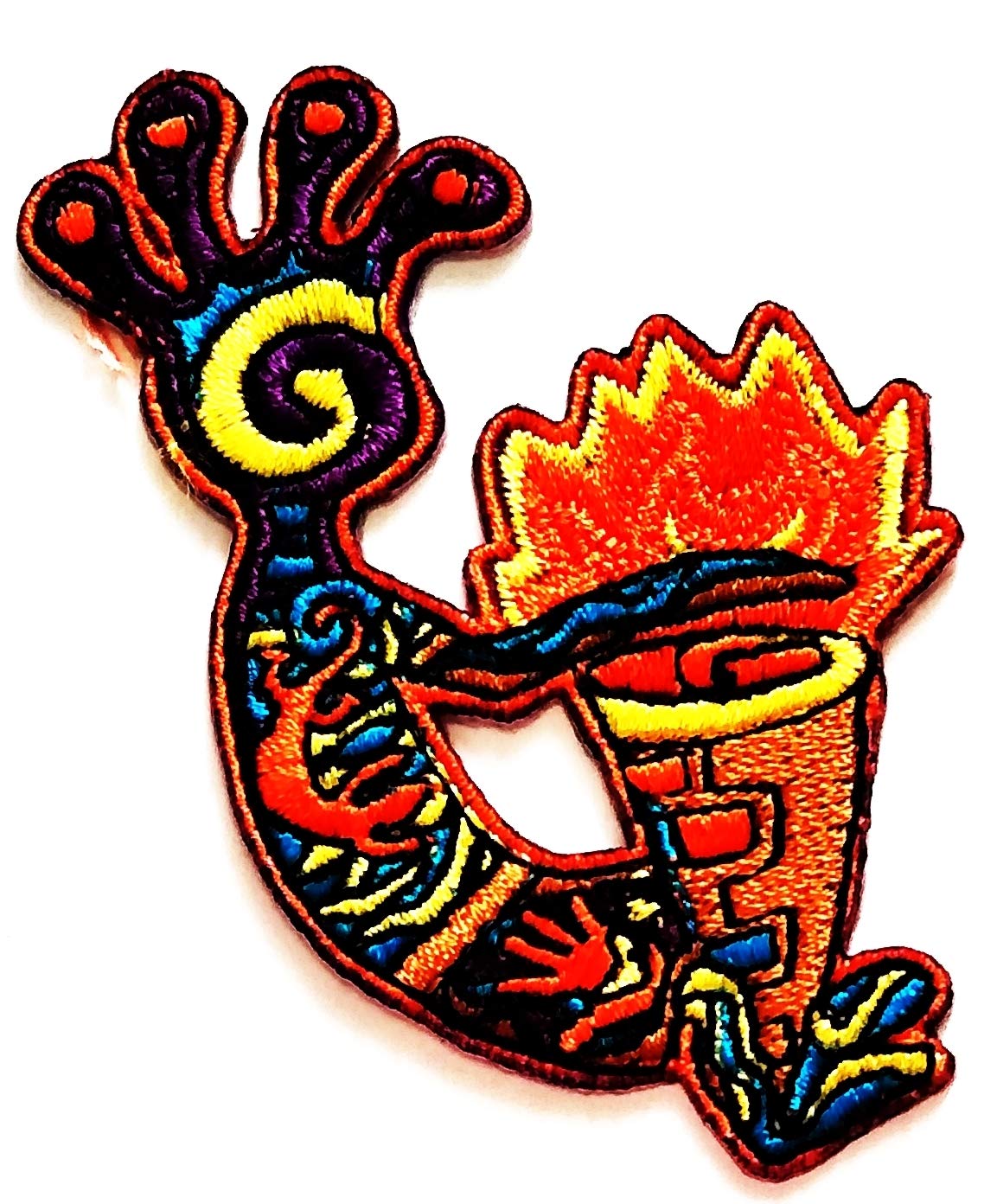 Orange Fantasy Lizard Gecko Salamander Animal Cartoon Iron-On Embroidered Patch for Kids - DIY Clothing Decoration for T-Shirts, Jeans, Backpacks, Hats & Accessories - Perfect for Costumes, School Projects & Fashion Customization