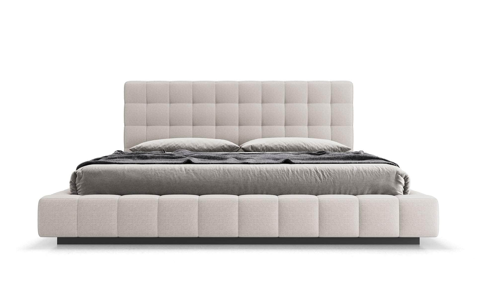 Thompson Square Tufted Fabric Platform Bed - Queen & King Size, Gray & Navy Blue - Modern Upholstered Bed Frame for Master Bedroom & Guest Room