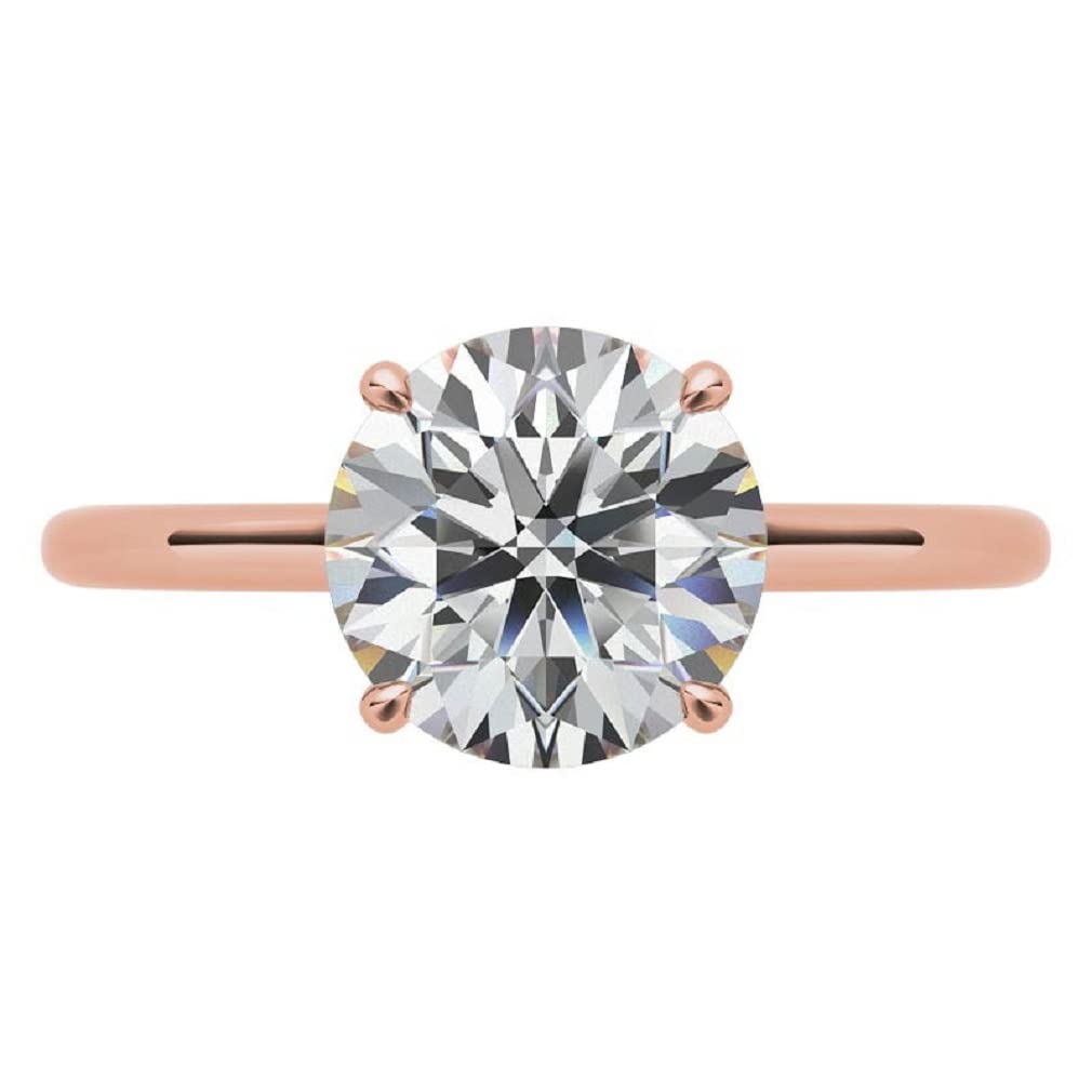 10K/14K/18K Solid Rose Gold Handmade Engagement Ring with 3 CT Round Cut Moissanite | Solitaire Diamond Wedding Ring Set for Women | Hidden Halo & Pave Setting | Anniversary & Proposal Gift | Perfect for Weddings, Engagements & Special Occasions