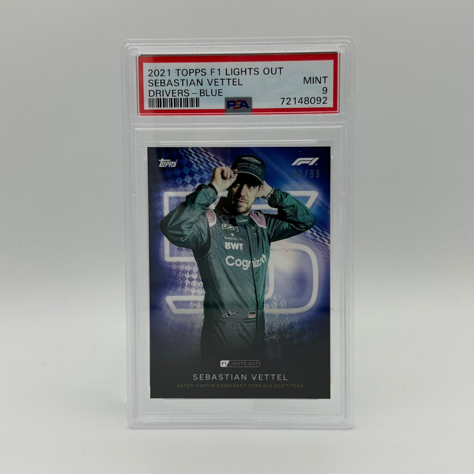 PSA 9 Graded 87/99 Sebastian Vettel Blue Parallel Racing Driver Card - Perfect for Collectors, Sports Memorabilia Displays & Formula 1 Fan Gifts