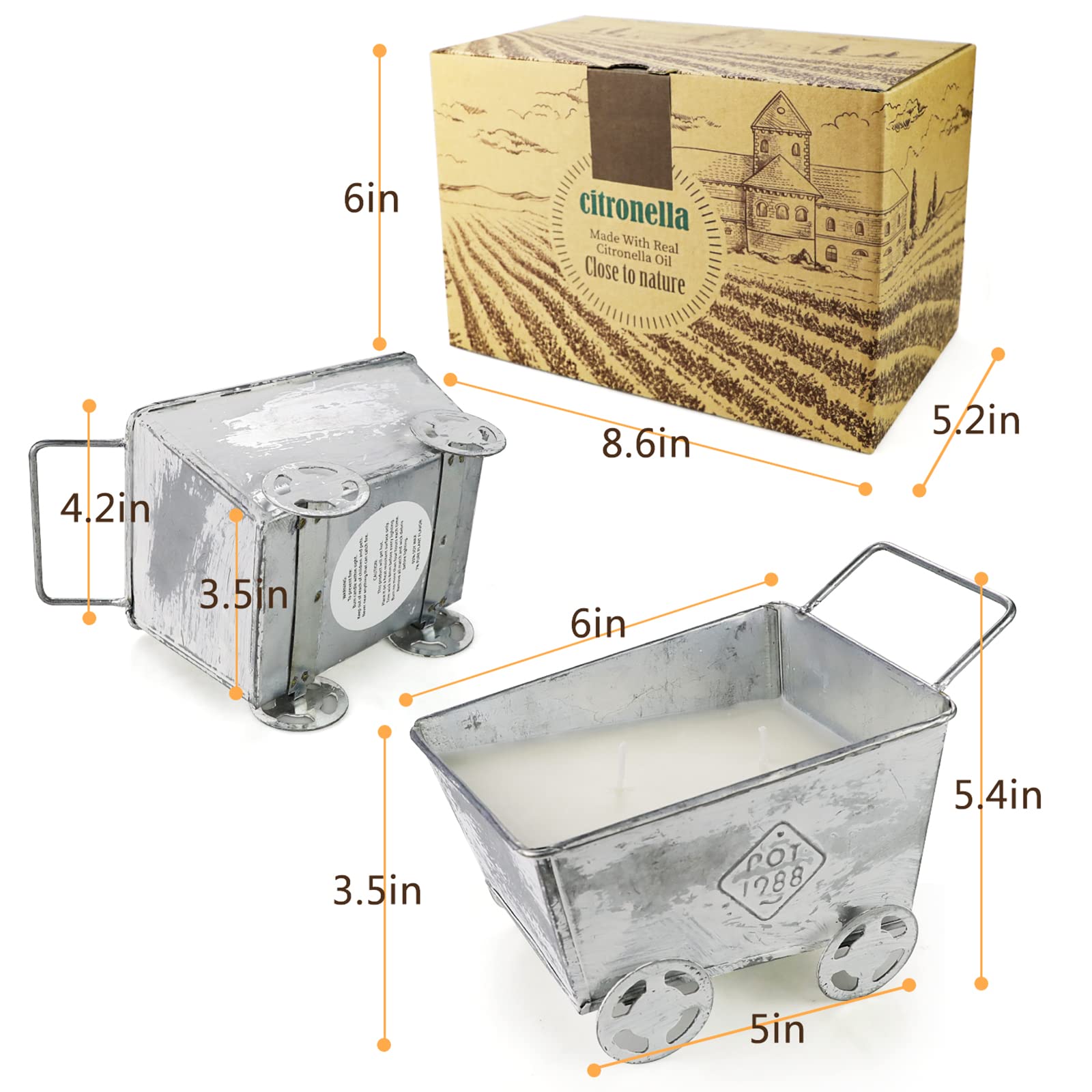 Natural Citronella Candles Outdoor 2 Pack - 18oz Large Soy Wax Candles with Citronella Oil for Mosquito Repellent, Long Lasting Scented Candles for Patio, Garden, BBQ & Camping - Perfect for Summer Nights, Outdoor Parties and Backyard Decor