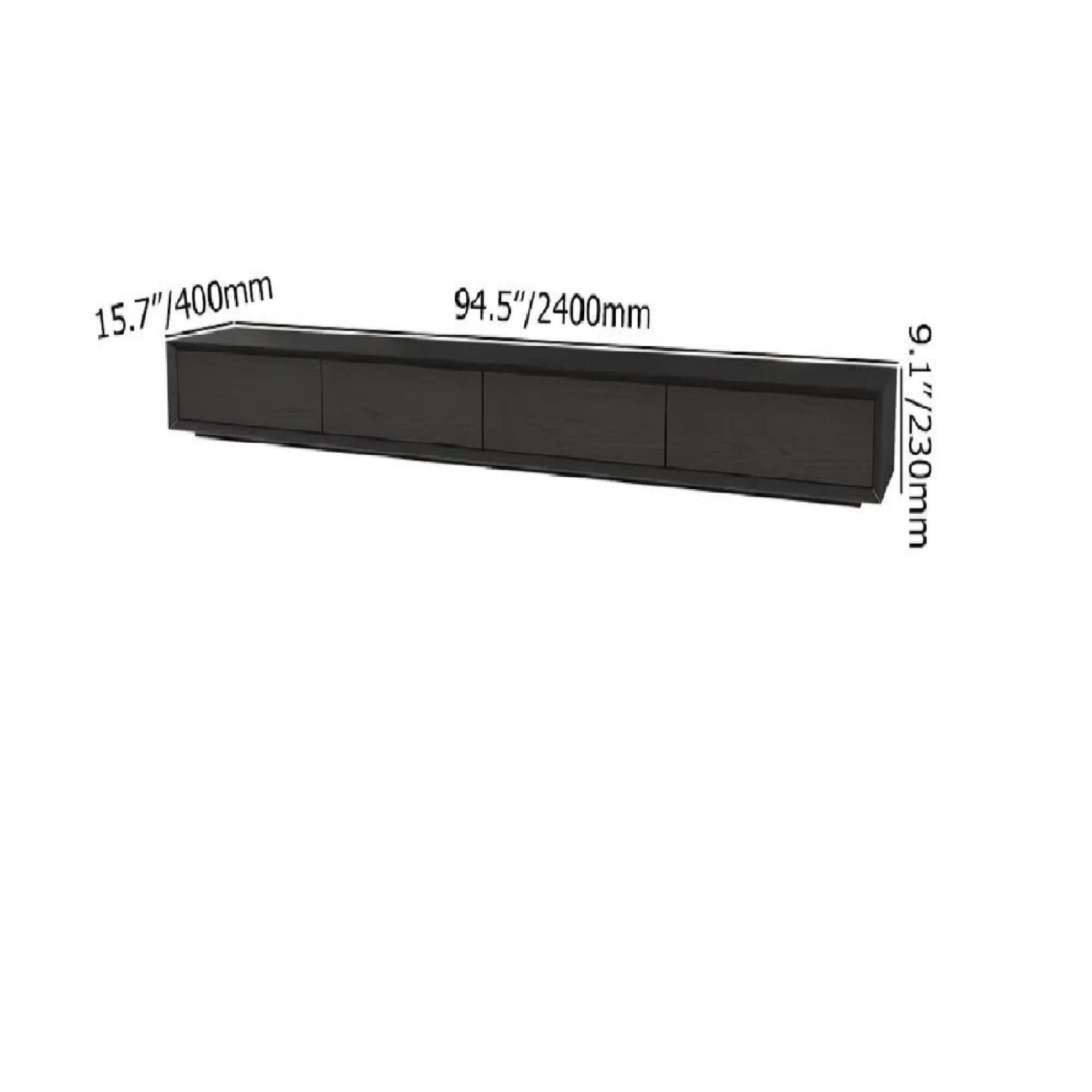 Modern Black Rectangular TV Stand Wood Media Console with 4 Drawers for TVs Up to 88