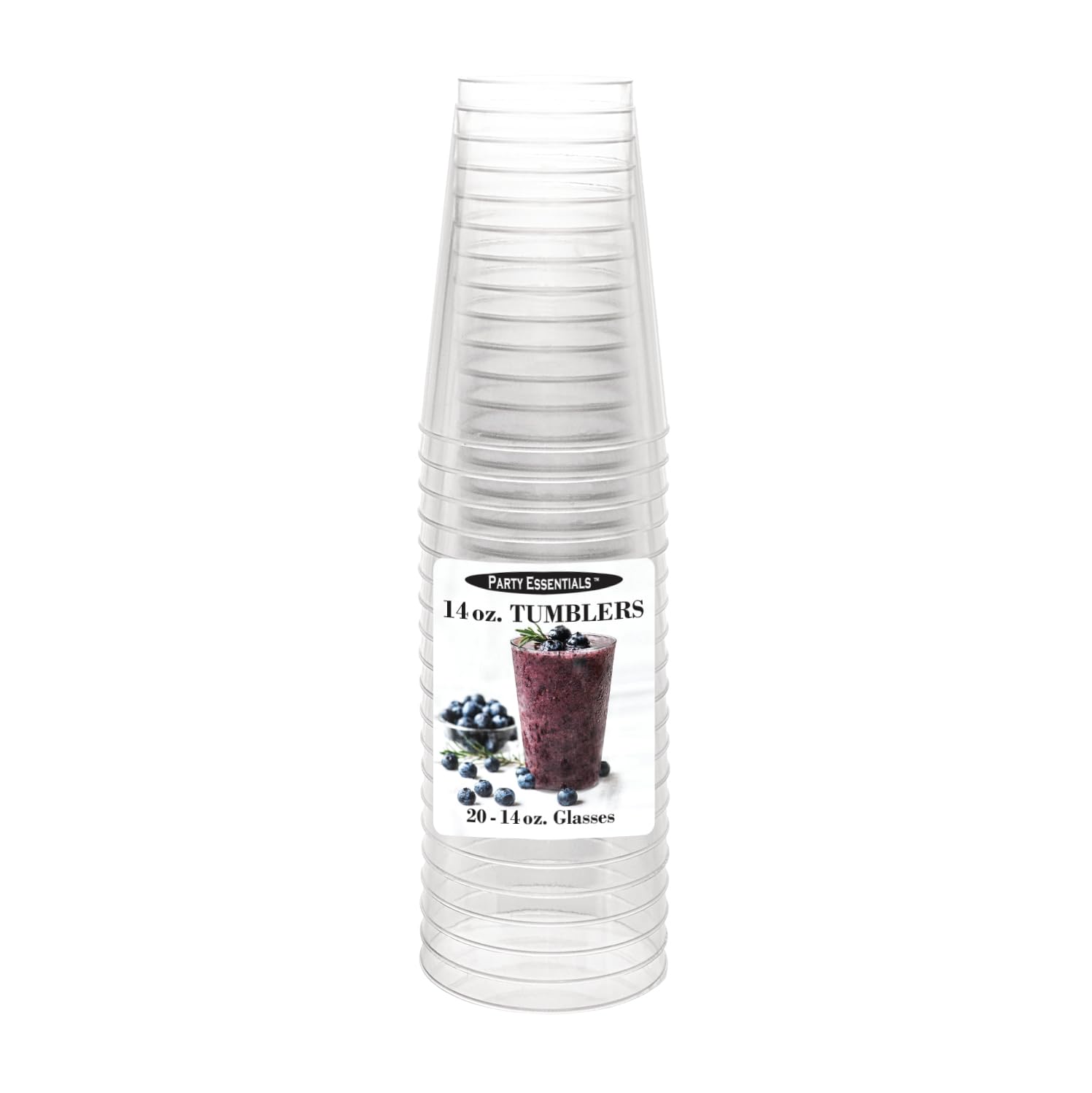 14-Oz Clear Hard Plastic Party Cups - 20-Pack Durable Tumblers for Parties, BBQs, Picnics & Outdoor Events | BPA-Free Drinking Glasses