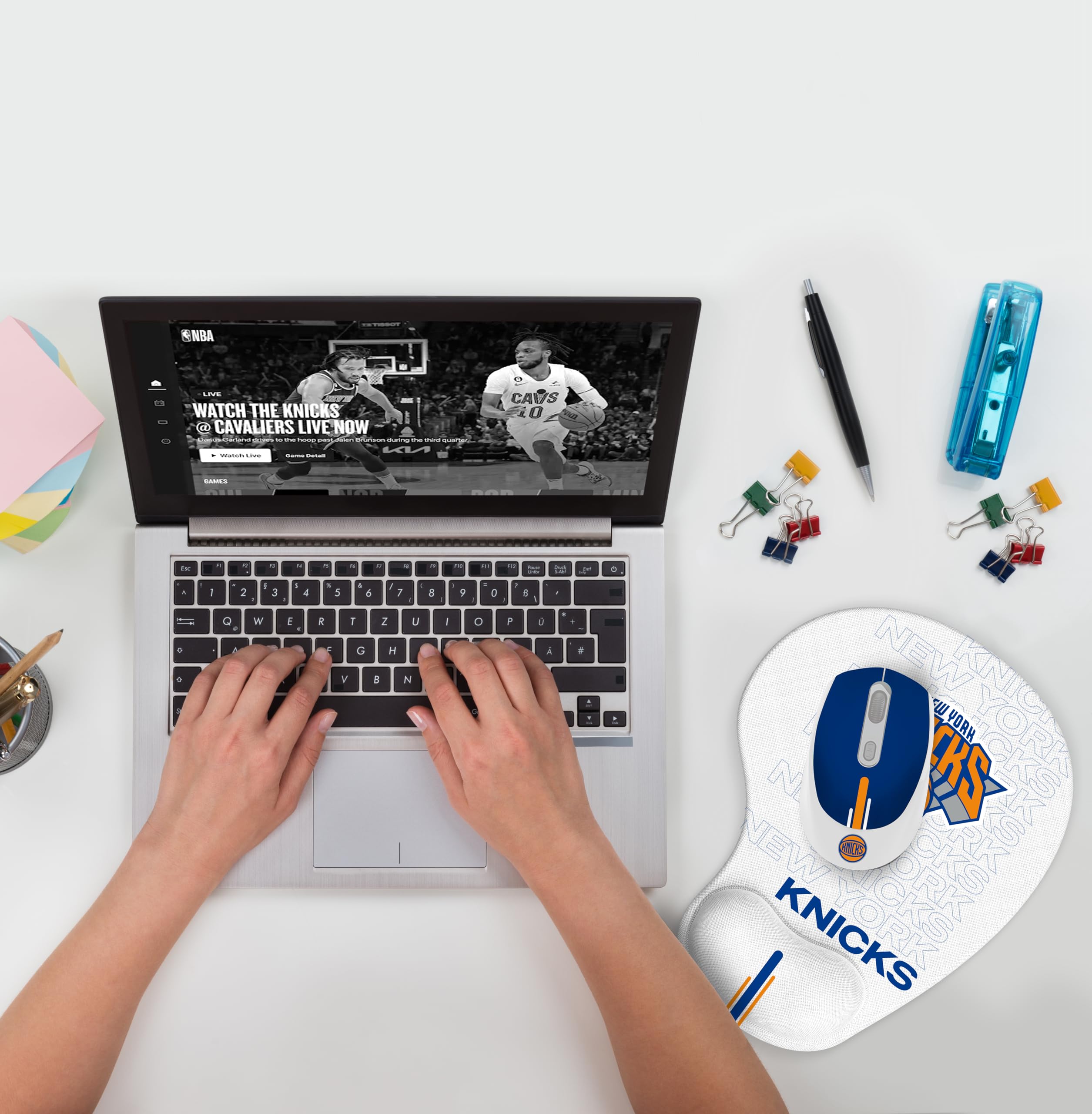 SOAR NBA Wireless Mouse and Mouse Pad Set - Ergonomic Gaming Mouse with RGB Lights for PC, Laptop, Mac - Perfect for Basketball Fans, Office Work & Gaming