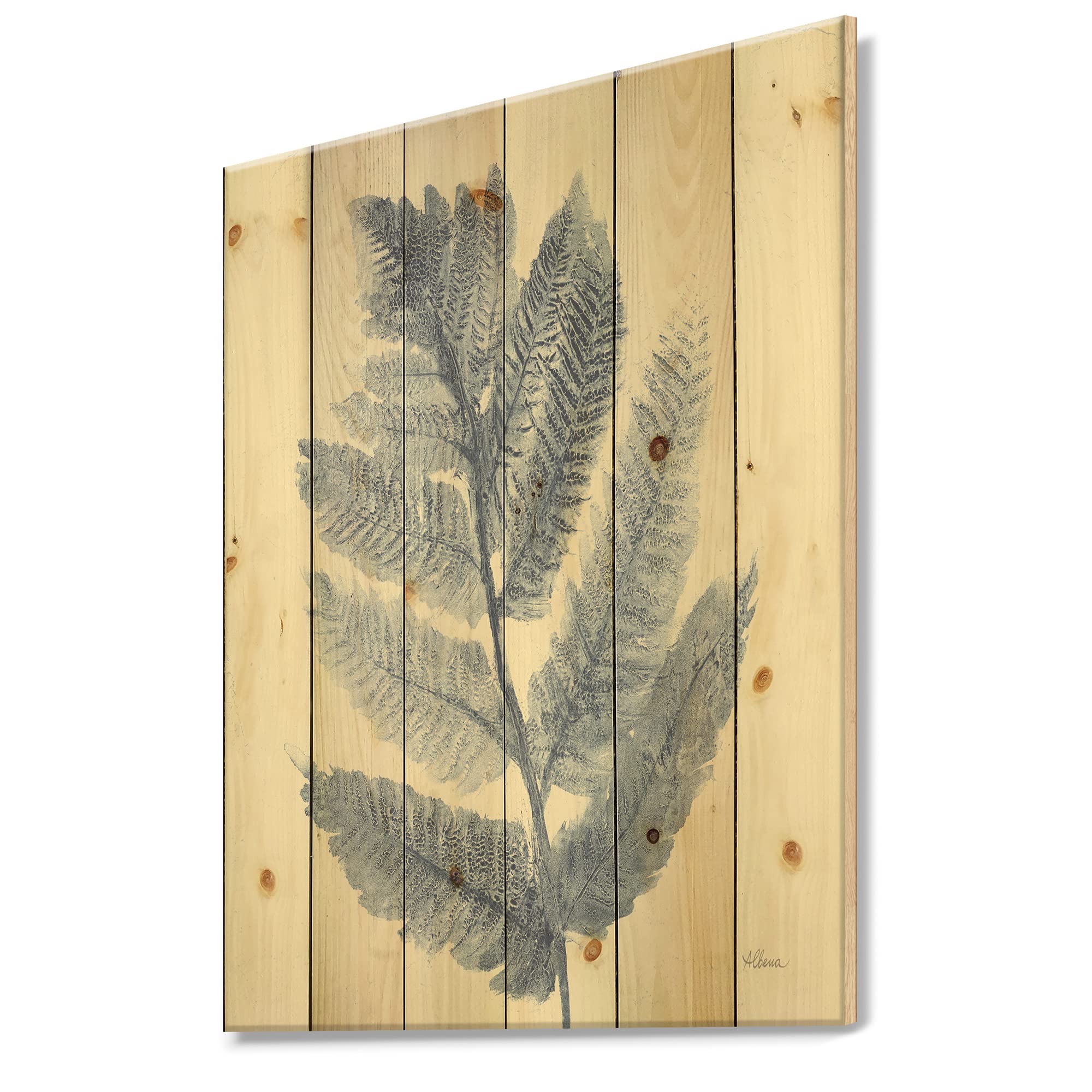 DesignQ Forest Ferns Blue Farmhouse Wood Wall Decor - Handmade Pine Wood Art with Floral Print - Perfect for Living Room, Bedroom & Home Office Decoration