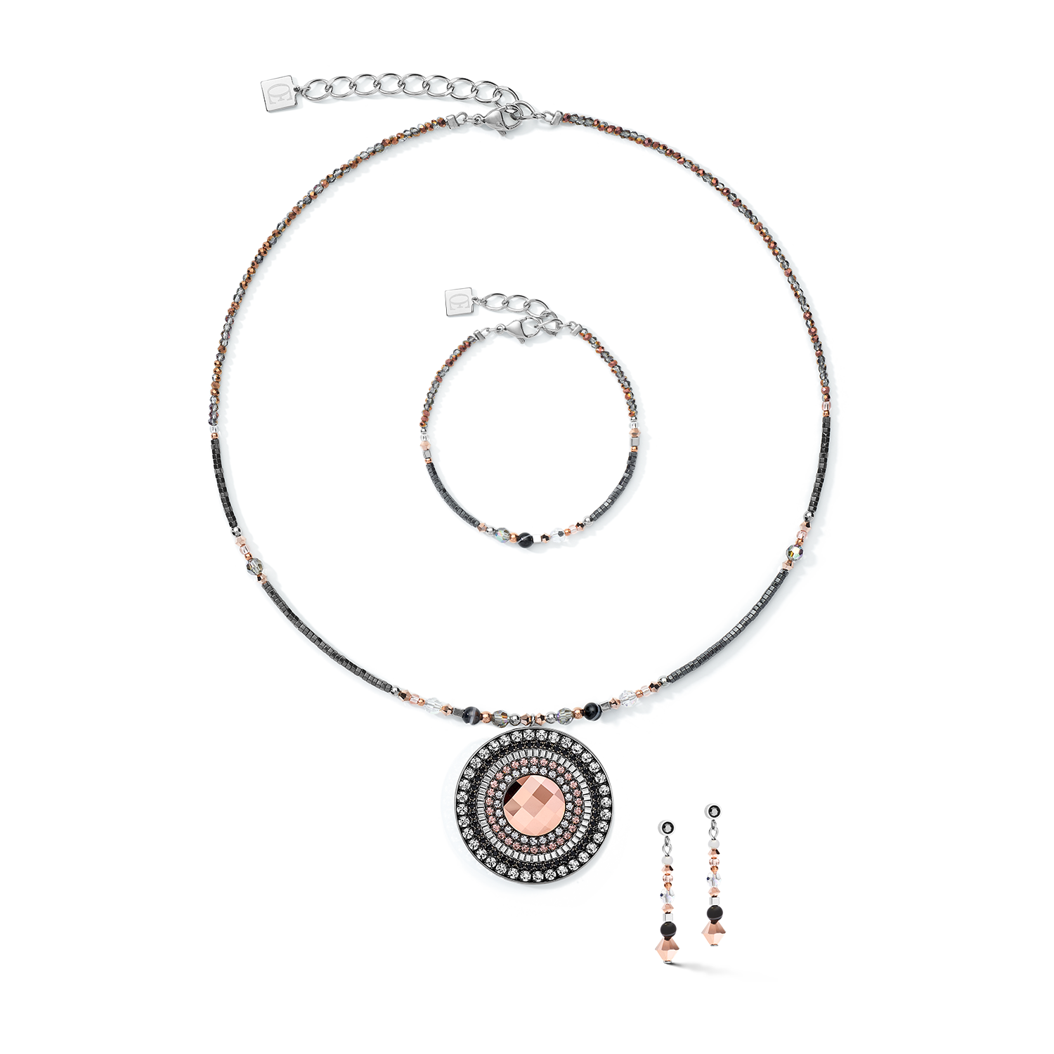 Stylish Small Crystal & Striped Onyx Grey Crystal Earrings Amulet - Perfect for Everyday Wear, Parties, and Gifting
