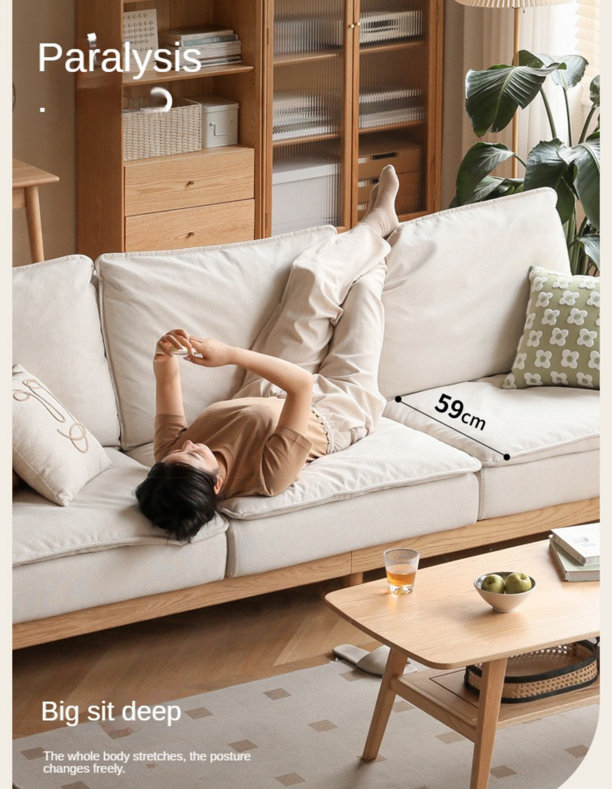 Solid Oak Wood Straight Sofa - Modern & Durable Hardwood Sofa for Living Room, Office, or Lounge - Perfect for Home Decor and Comfortable Seating