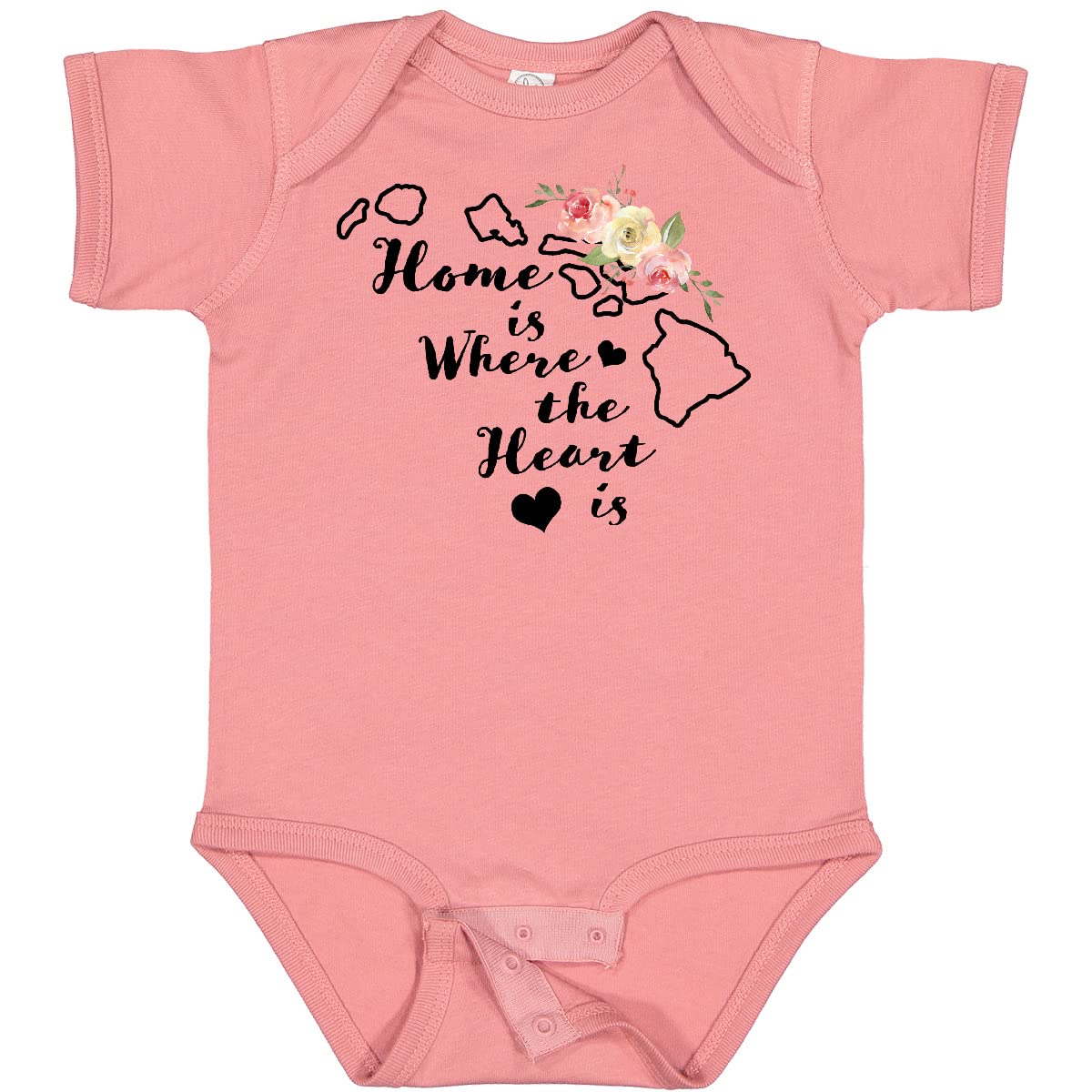 Inktastic Hawaii Home is Where The Heart is Watercolor Floral Baby Bodysuit - Soft Cotton Onesie for Newborns & Infants, Perfect for Family Photos, Beach Trips & Hawaiian Theme Parties