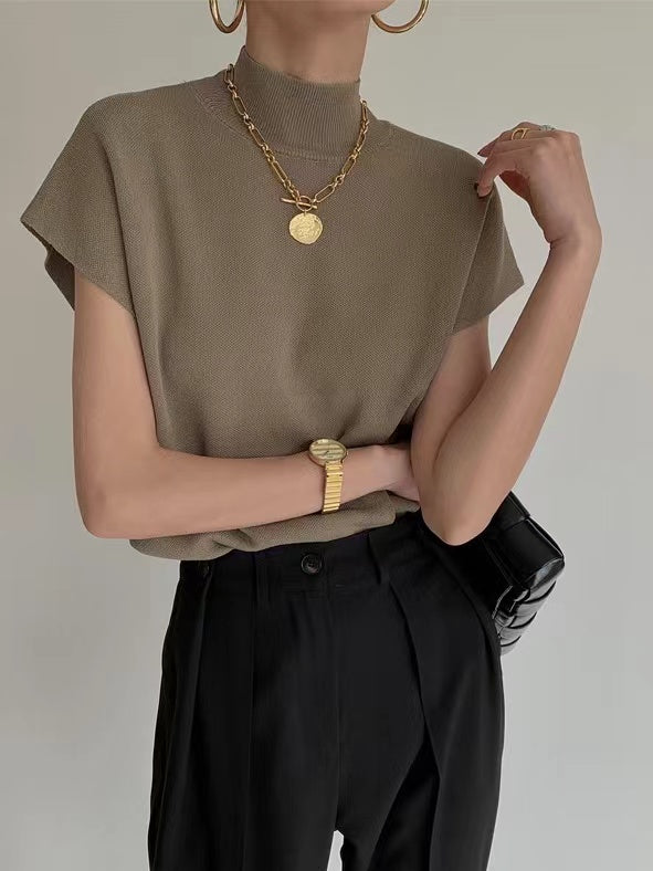 Lovevop Women's Comfortable Knitted Loose Fit T-Shirt - Soft Casual Tee for Everyday Wear, Lounge & Outings