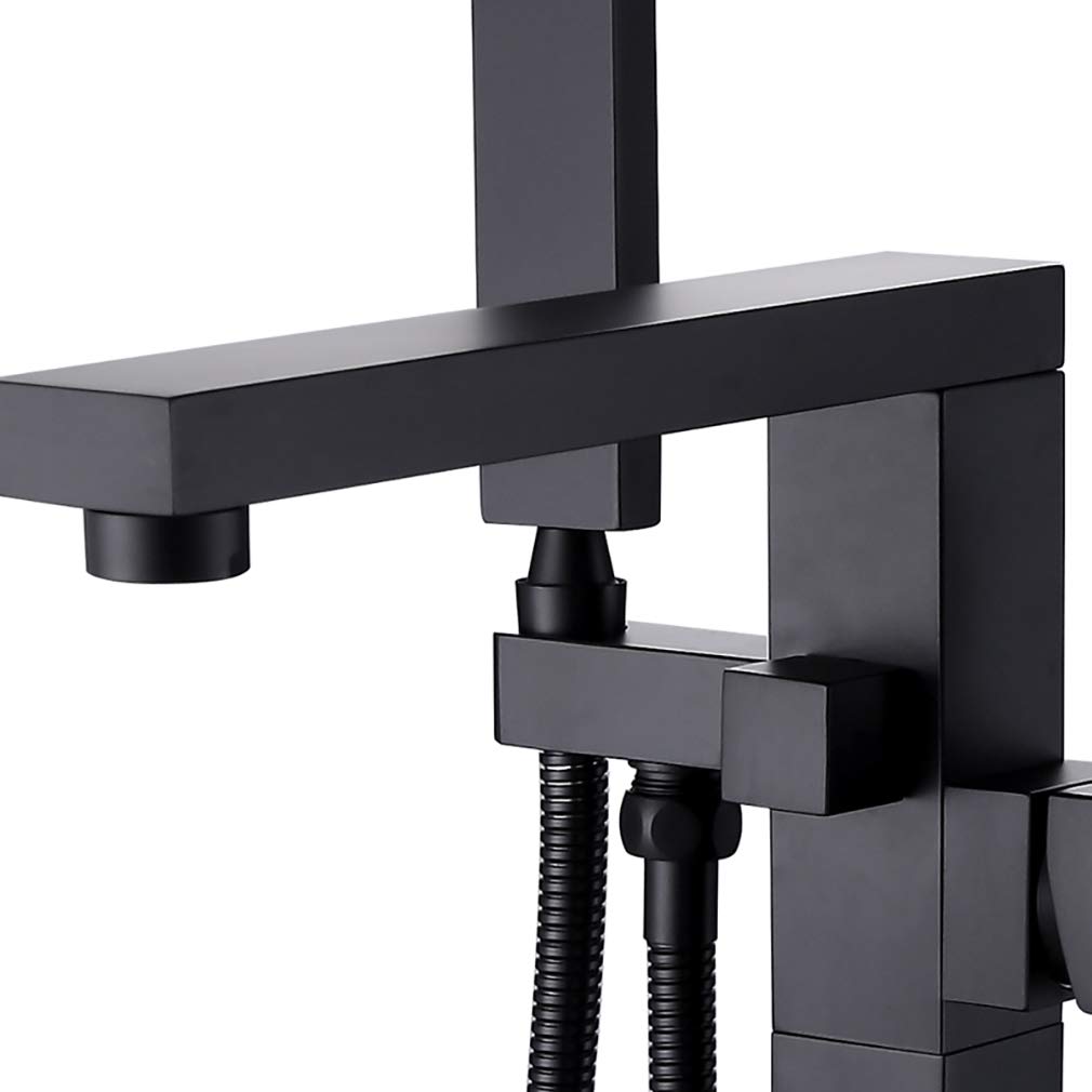 Luxury Black Floor Standing Shower Faucet - Classic Bathroom Shower System with Adjustable Rainfall Showerhead | Perfect for Modern Master Bathrooms & Spa-Like Showers
