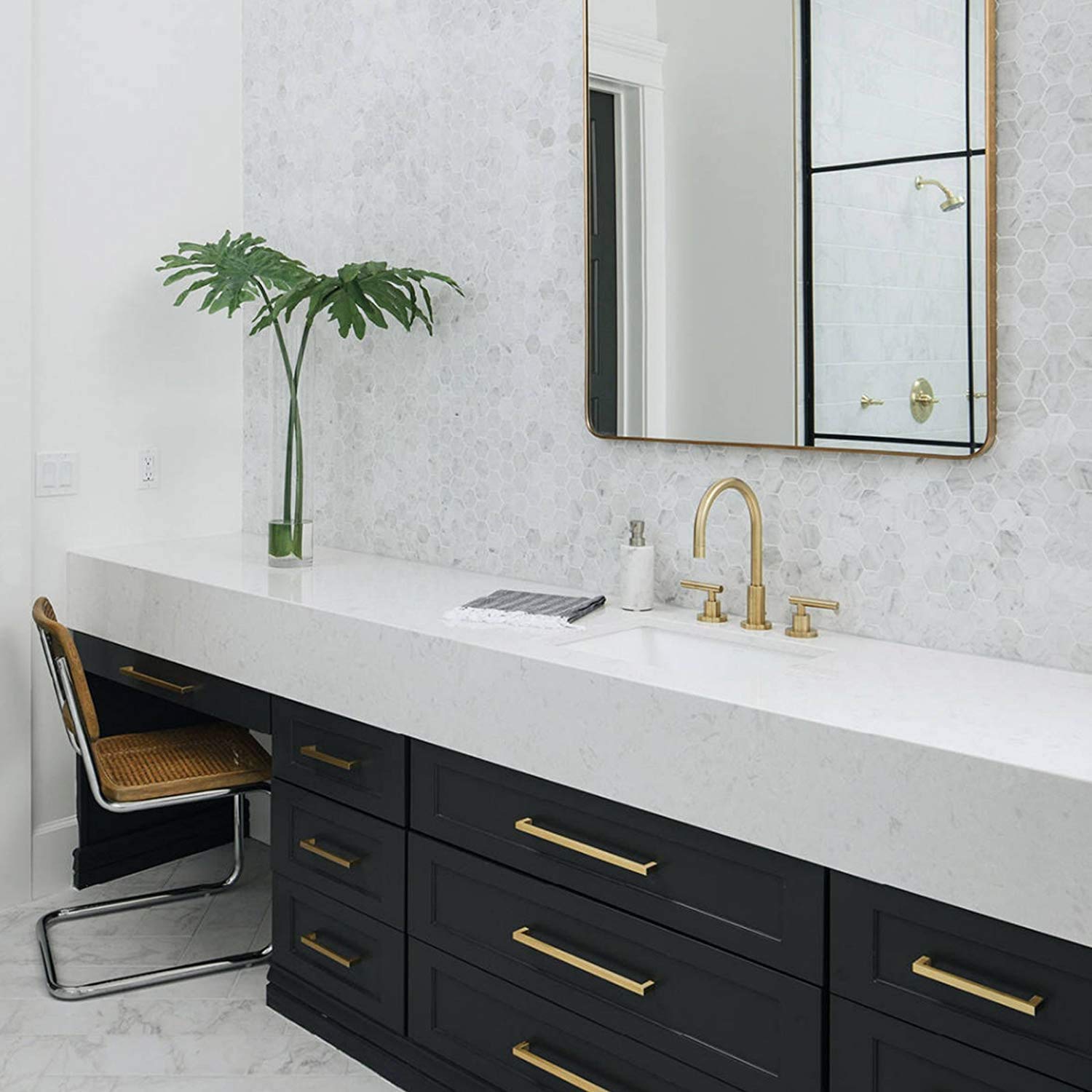 Premium Gold Cabinet Handles 102mm (6 Pack) - HDJ12GD Square Bar Pulls for Dresser Drawers & Cupboard Doors | Modern Kitchen & Bathroom Hardware Upgrade