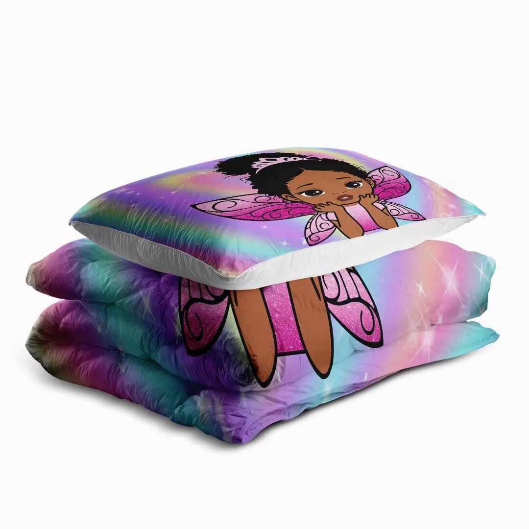 Black Girl Magic Queen Comforter Set - Afro Princess Bedding for African American Girls | Perfect for Kids' Bedrooms, Dorm Rooms & Themed Decor