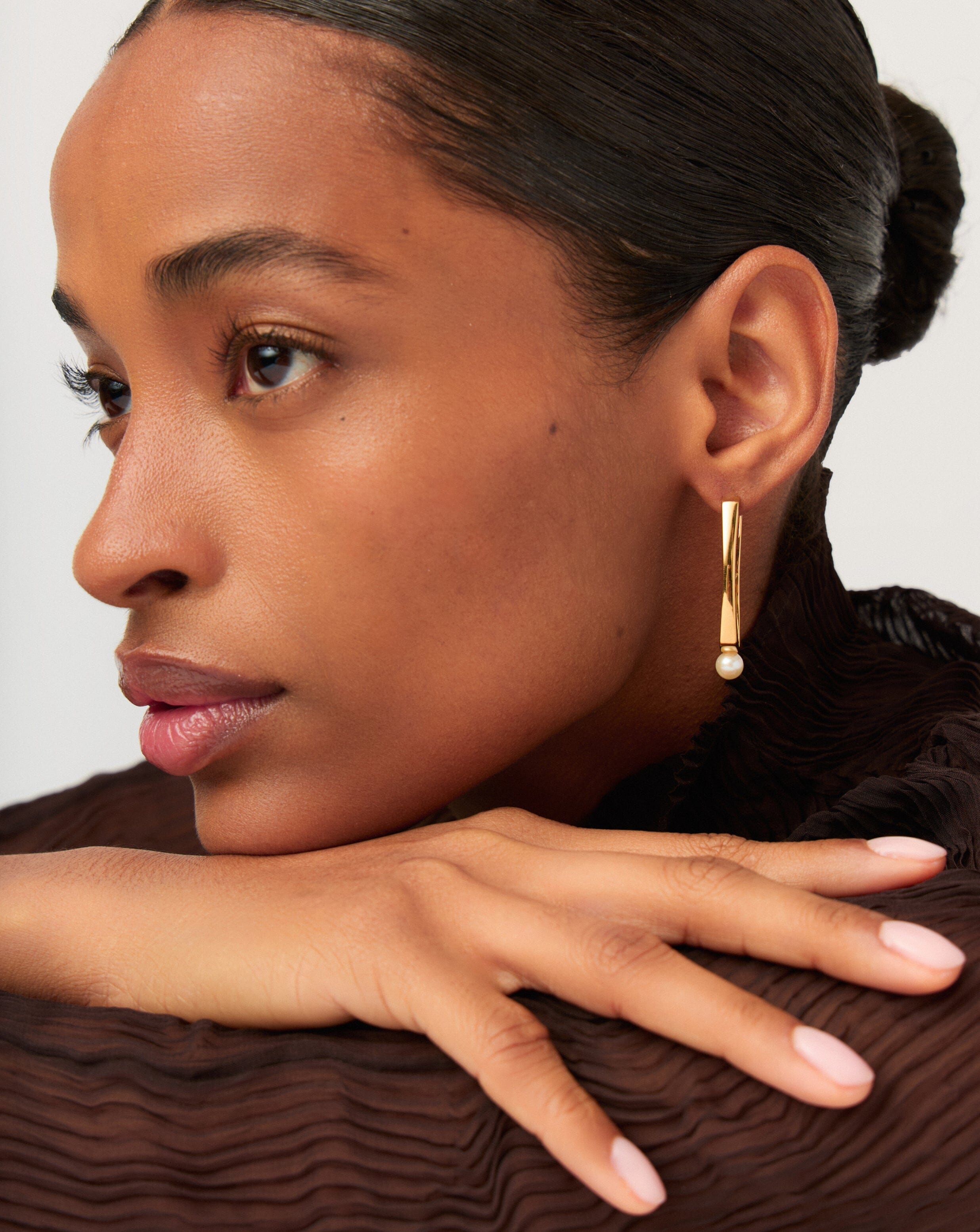 18k Gold Plated Pearl Hoop Earrings for Women - Elegant Button Pearl Ovate Drop Earrings | Perfect for Weddings, Parties & Everyday Wear