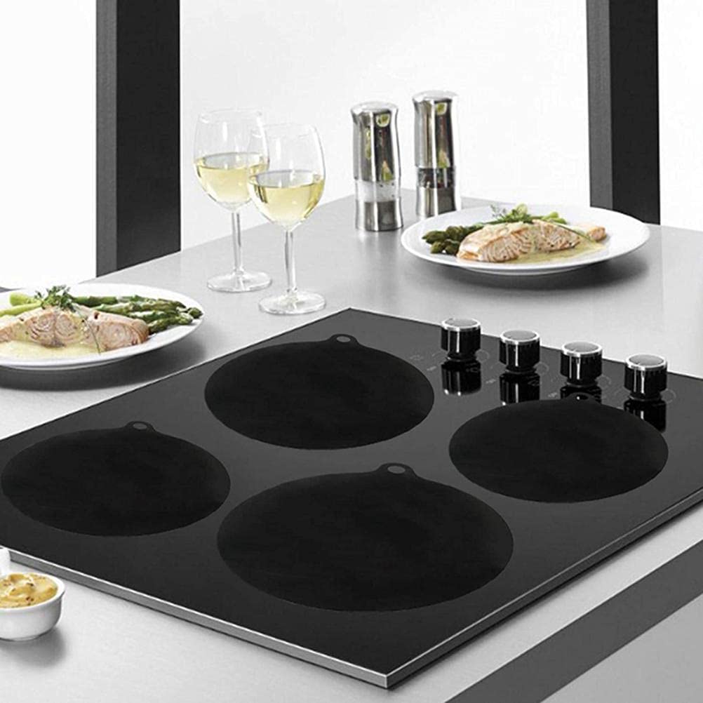 4-Pack Non-Slip Silicone Cooktop Protector Mats - Heat Resistant Reusable Induction Burner Covers for Pots & Pans - Perfect for Electric Stoves, Kitchen Safety & Countertop Protection