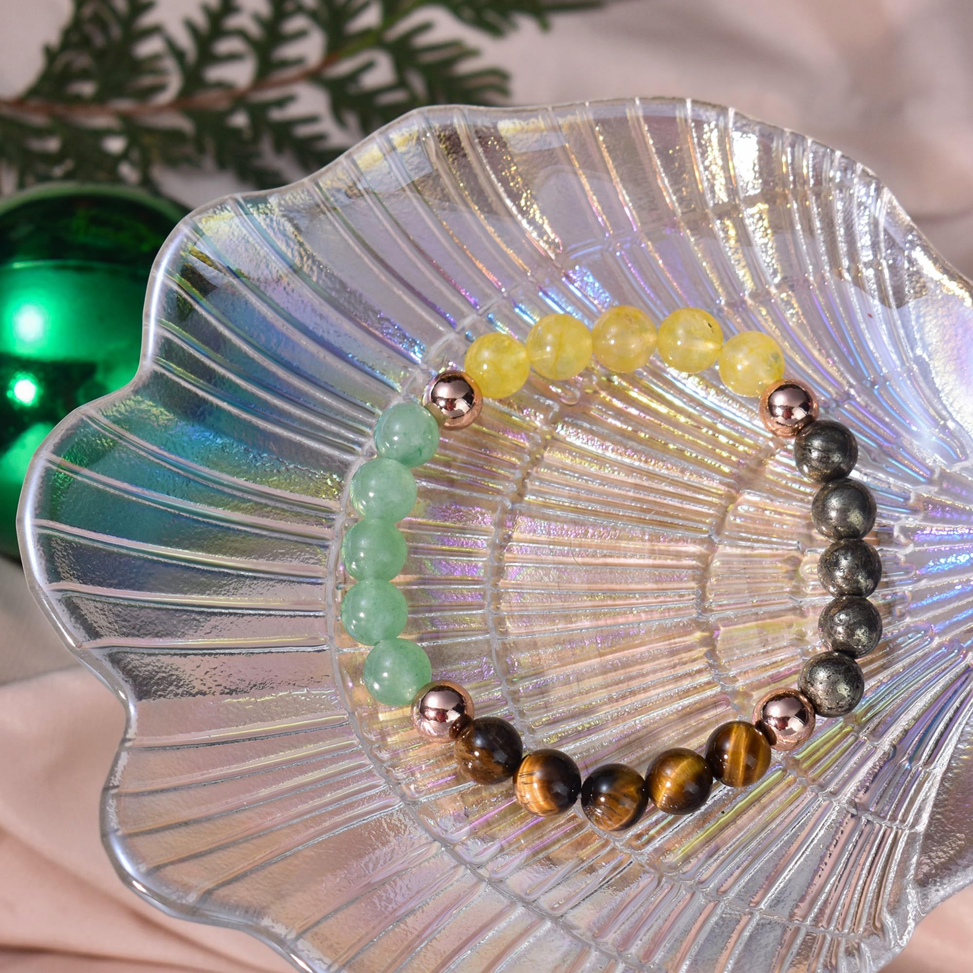 8MM Genuine Healing Crystal Bracelet - Lucky Stone Beaded Chakra Bracelet for Positive Energy (6.5 Inch) | Inspirational Spiritual Gift for Women & Mom | Yoga, Meditation & Daily Wear Accessory