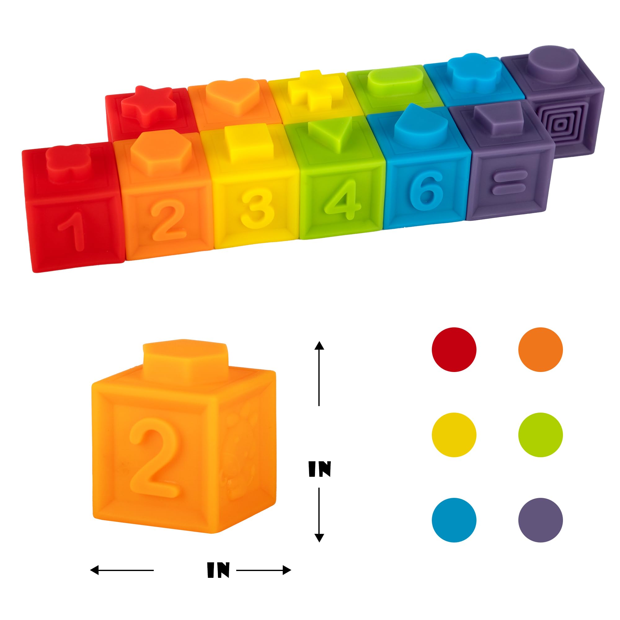 Ganowo 12PCS Soft Stacking Blocks for Babies - Educational Baby Toys with Numbers & Animals, Montessori Learning Toys for 6-12 Months Old - Perfect for Christmas Stocking Stuffers & Toddler Gifts (Great for Early Development & Sensory Play)