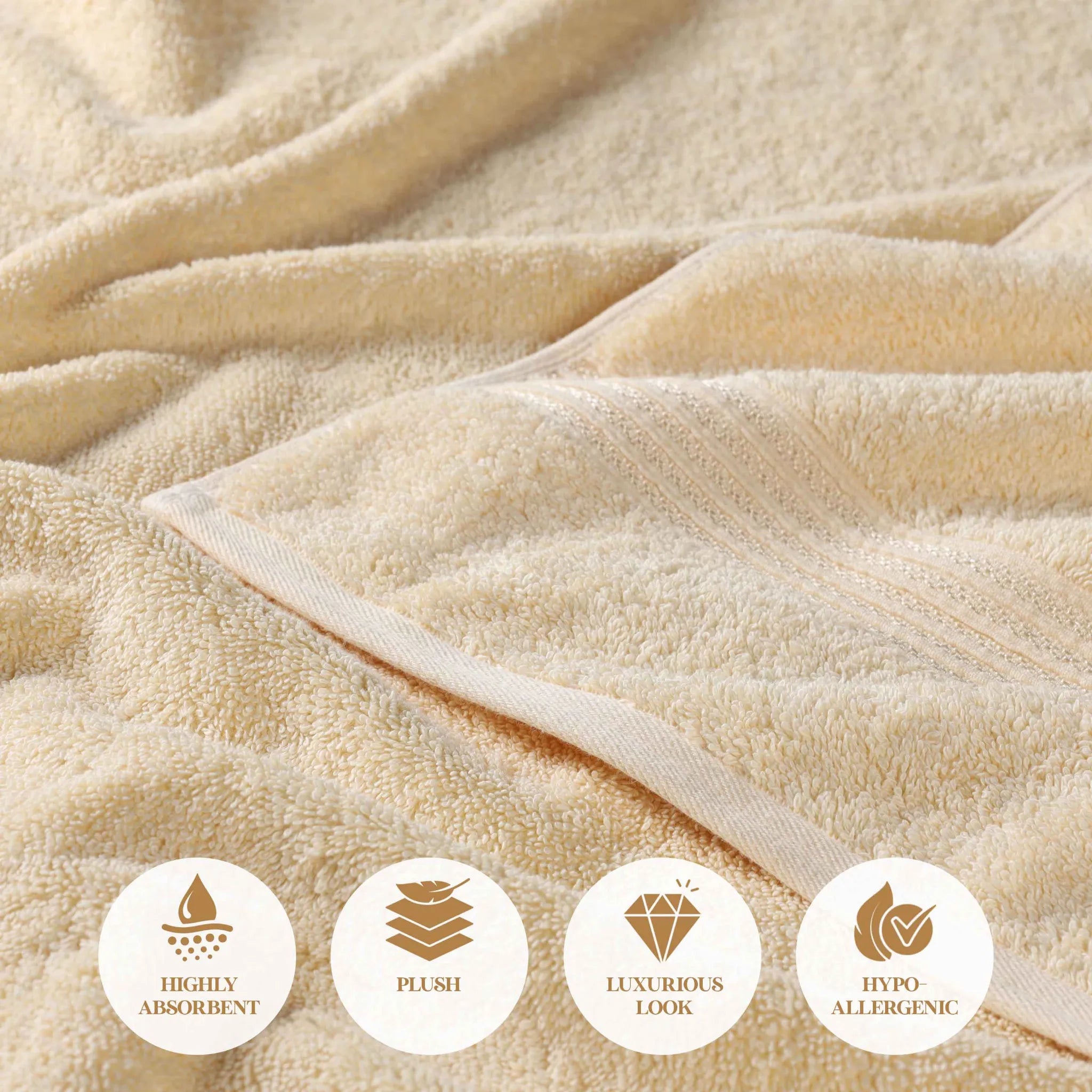 Premium 100% Egyptian Cotton Plush Hand Towels - Ultra Soft & Absorbent Bath Towel Set of 8 for Bathroom, Kitchen & Spa Luxury (24x16 Inches)