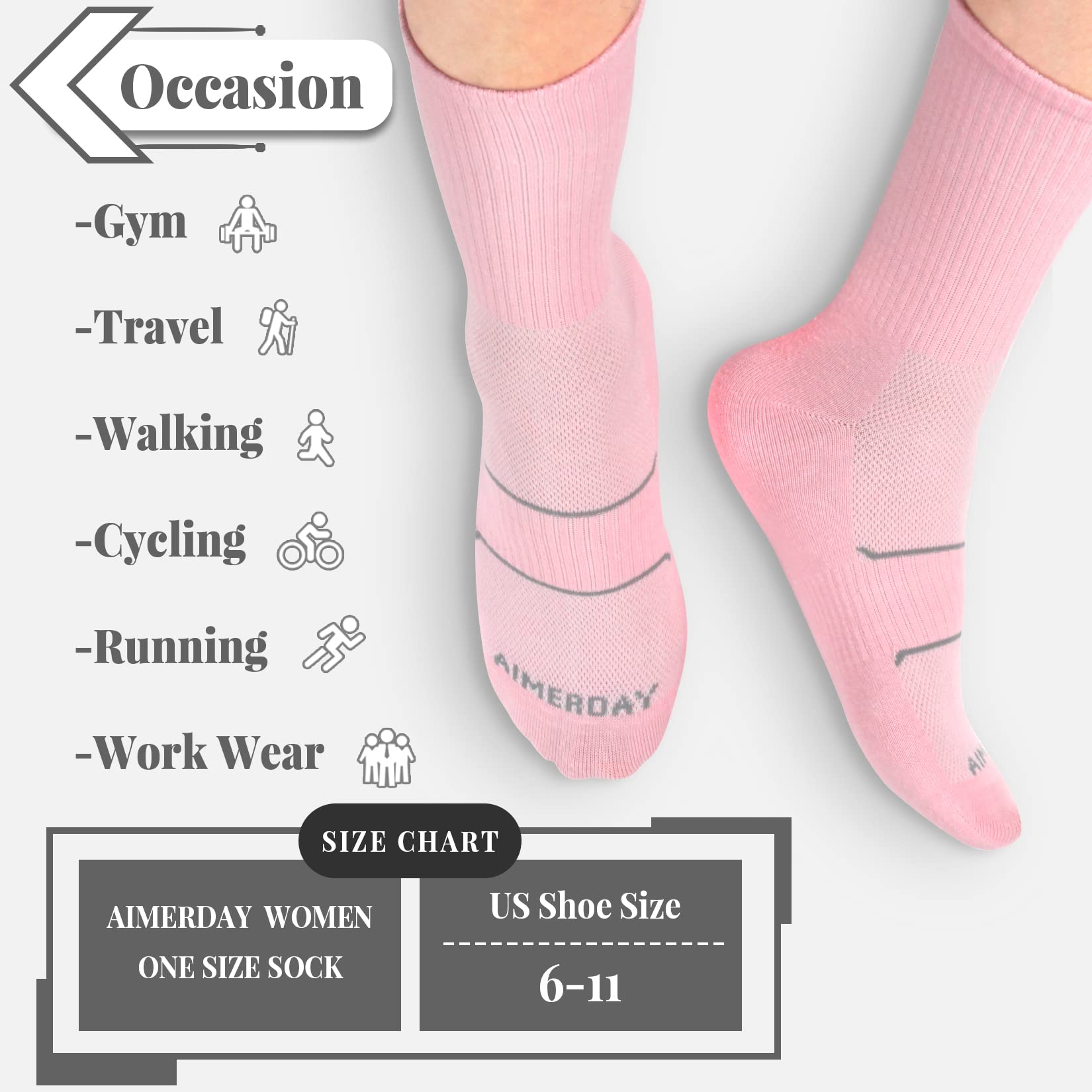 Performance Crew Socks for Women - Arch Support Compression Athletic Running Socks - Breathable Moisture-Wicking Sports Quarter Socks - Ideal for Running, Gym Workouts & Active Lifestyle