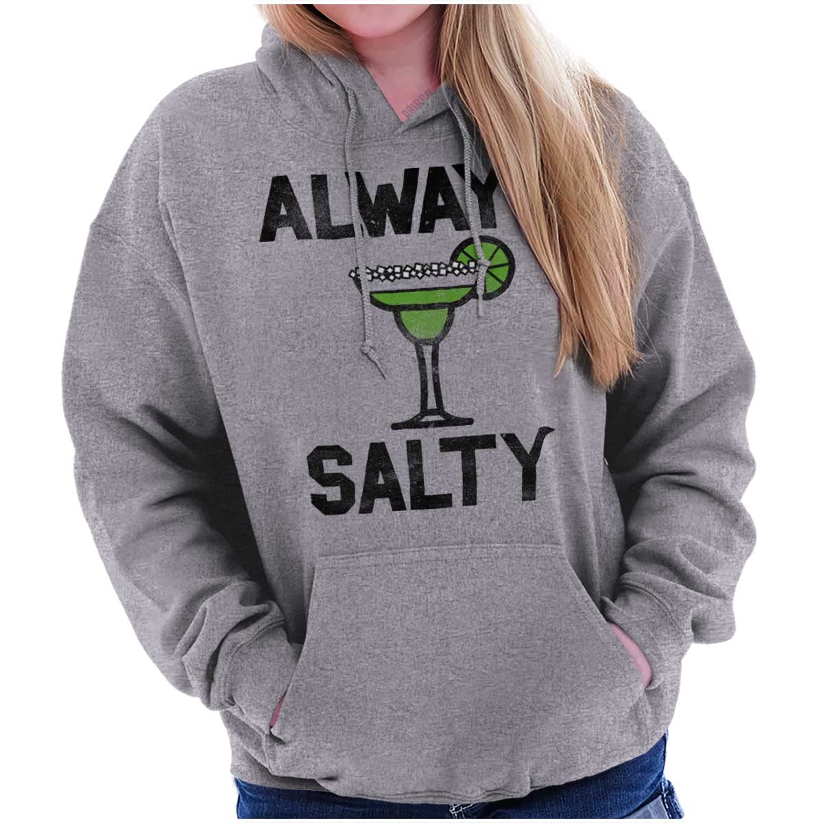 Brisco Brands Women's Cute Tequila Salty Margarita Hoodie Sweatshirt - Funny Drinking Graphic Pullover for Margarita Lovers, Perfect for Cocktail Parties & Casual Outings
