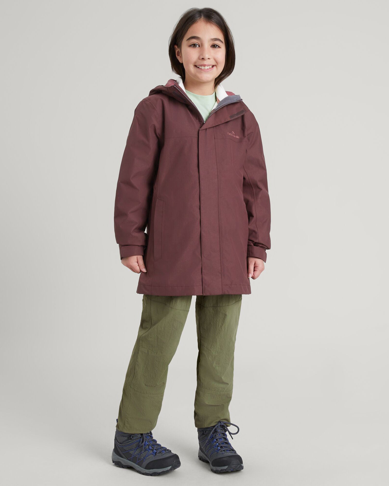 Isograd Girls' 3-in-1 Waterproof Winter Jacket with Hood - Pony Print & Vintage Style for Outdoor Play, School & Cold Weather