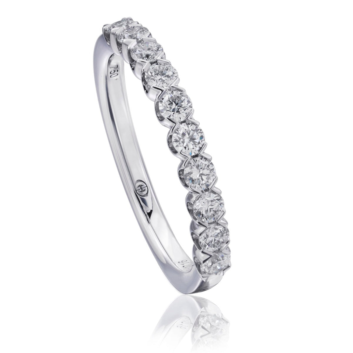 0.43 Carat Round Diamond 18K White Gold Half Eternity Band Ring - Perfect for Weddings, Anniversaries & Special Occasions