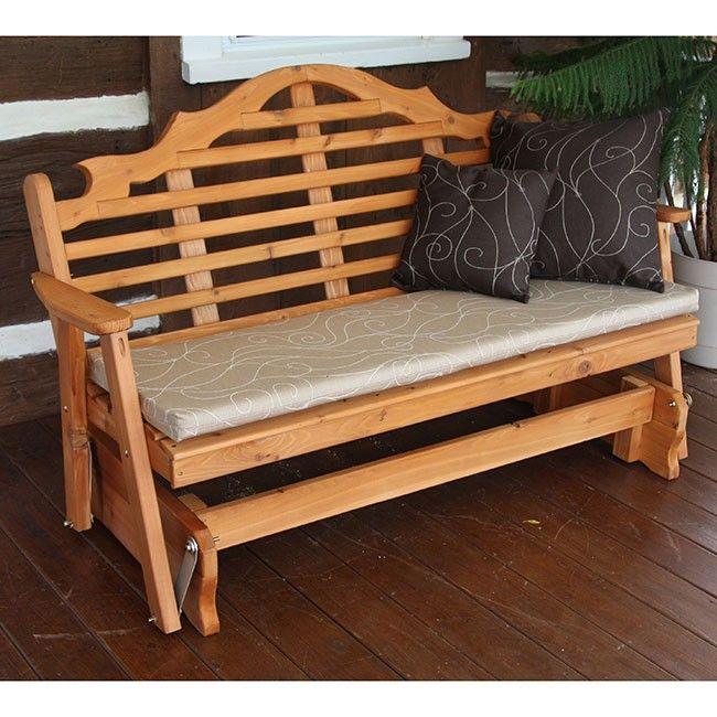 A & L Furniture Cedar Marlboro Glider - Solid Wood Rocking Chair with Padded Seat | Perfect for Nursery, Porch, or Living Room Relaxation