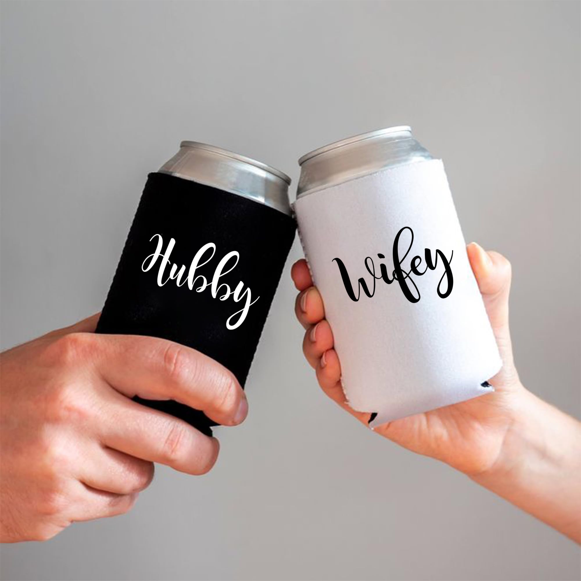 Wedding Can Coolers for Couples - Hubby & Wifey Honeymoon Essentials, Engagement Gifts - Perfect for Beach Parties, Bridal Showers & Anniversary Celebrations (HW-SKY)