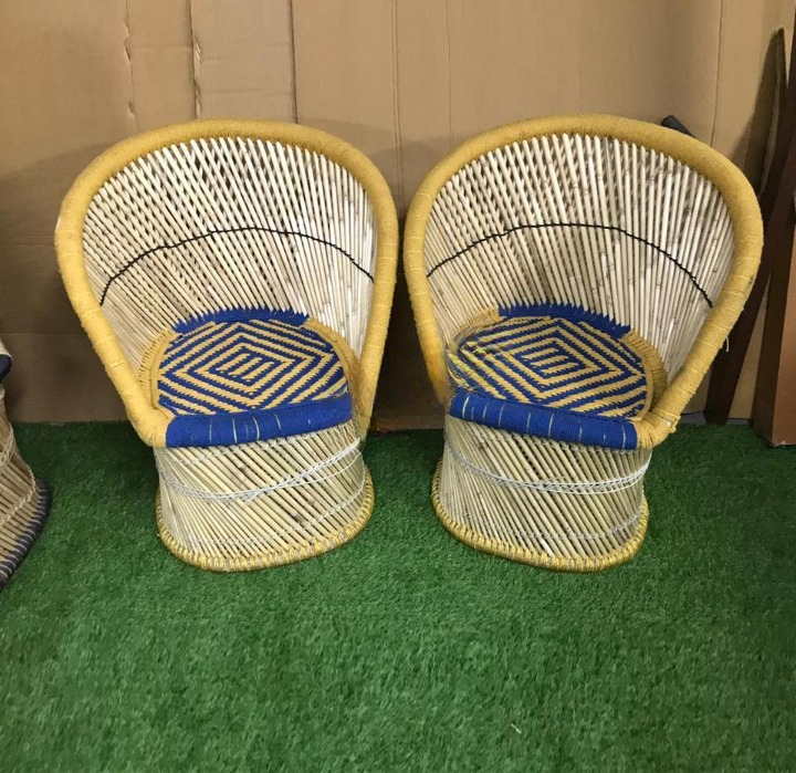 Handmade Bamboo Chairs Set of 2 with Armrests - Eco-Friendly Patio Furniture for Outdoor, Garden, and Balcony Use - BMC005