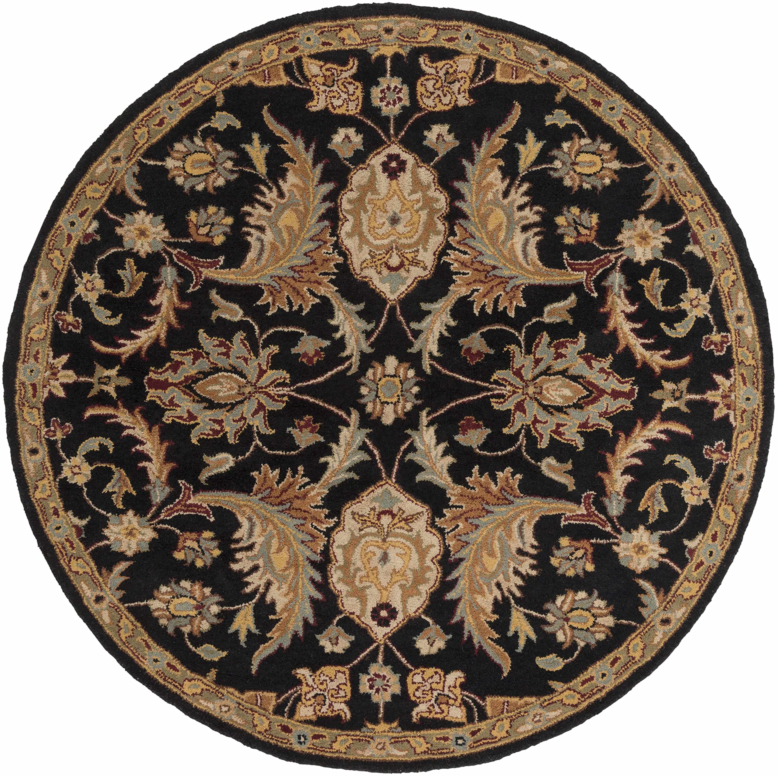 Premium Hauteloom Blomkest Wool Area Rug 4' x 6' – Soft Traditional Design in Black, Purple & Beige – Perfect for Living Room & Bedroom Decor – Cozy Home & Office Floor Covering