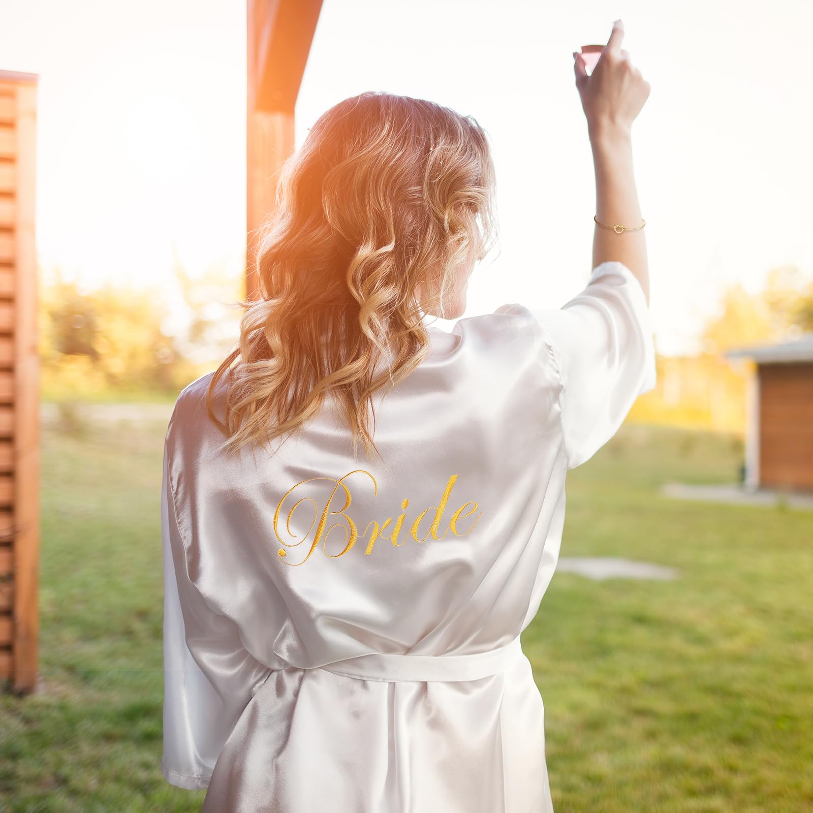 Berlune 14-Piece Bride Gift Box Set - Satin Robe, Canvas Tote Bag, Stainless Steel Glasses & Slippers - Perfect Wedding Party Favors & Bridal Shower Gifts for Bachelorette Parties