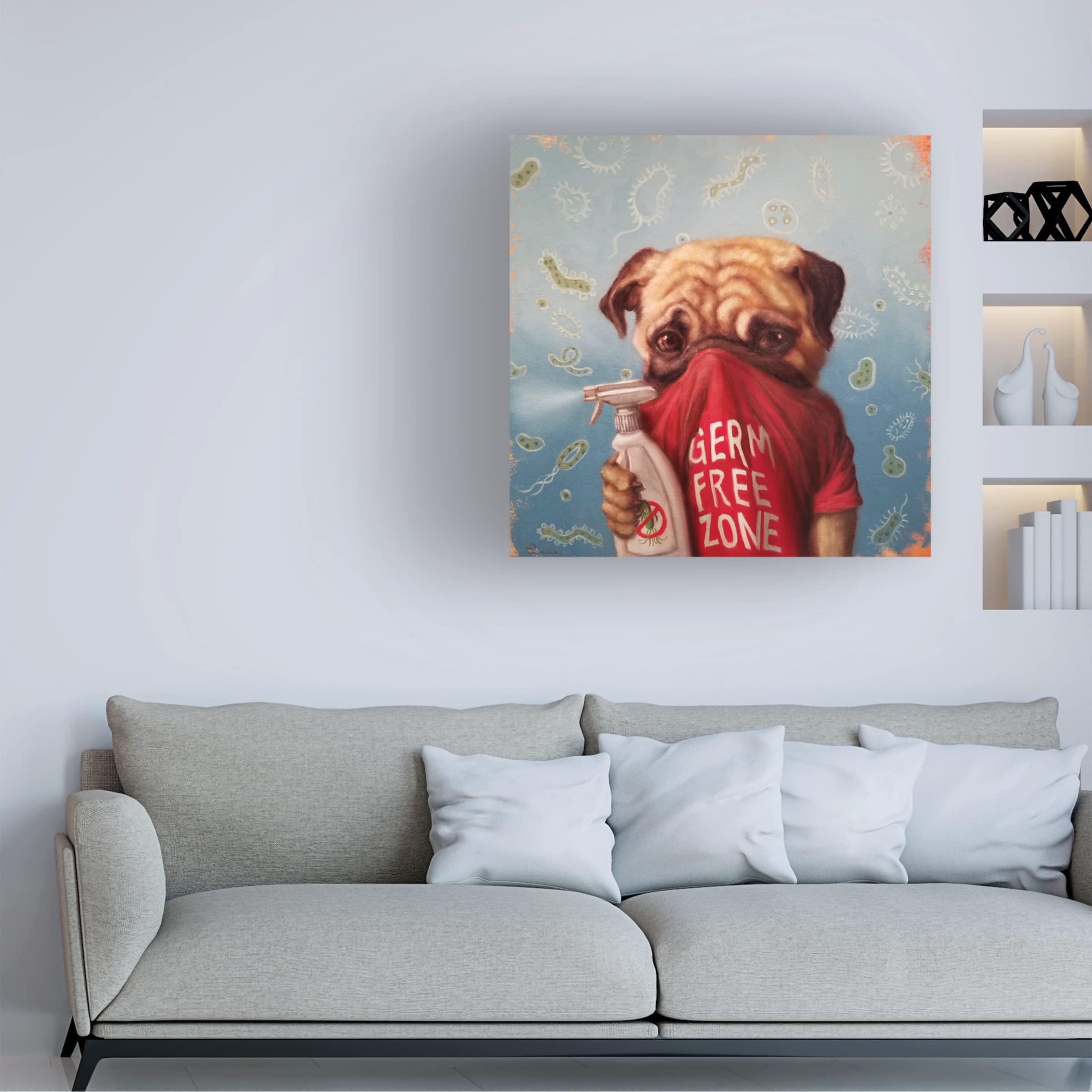 Trademark Fine Art 'Germaphobic' Canvas Art by Lucia Heffernan - Funny Home Decor for Bathroom, Office & Gift Ideas - Perfect for Germaphobes & Cleanliness Enthusiasts