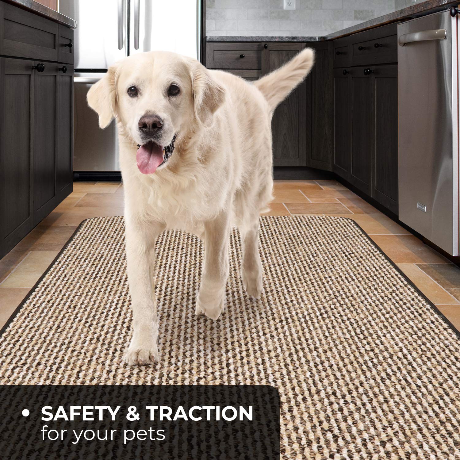 Non-Slip Carpet Runner for Hallway - 8ft x 36in Black Ripple Design - Heavy Duty Skid Resistant Rug for High Traffic Areas - Perfect for Stairs, Entryways and Home Safety