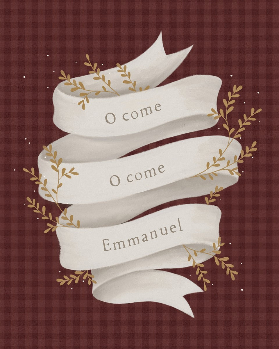 O Come Emmanuel Red Gallery Wrap Canvas Art - Religious Christmas Home Decor for Church, Living Room & Holiday Gifting