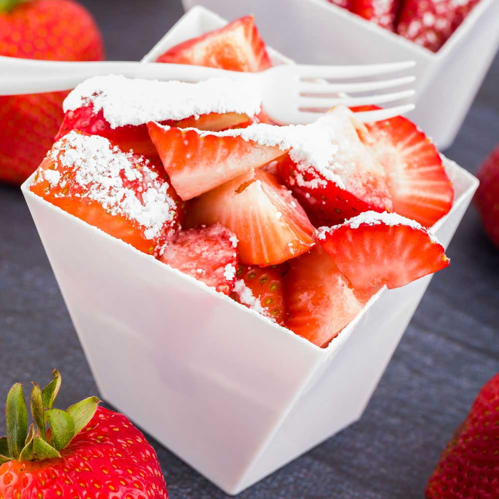 6 oz Square White Plastic Large Girata Dish - 3.25