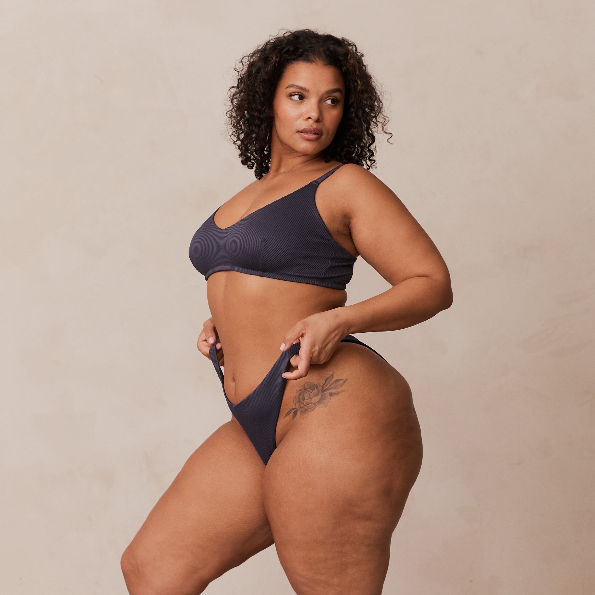 Ribbed Triangle Bra - Charcoal Blue | Comfortable & Stylish Bralette for Women | Perfect for Yoga, Lounge & Everyday Wear