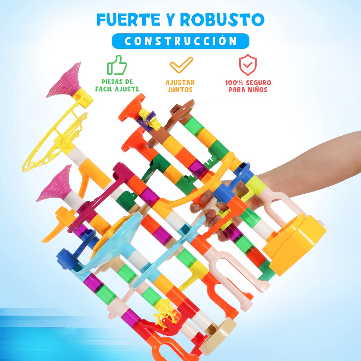 166 PCS Marble Run Building Set - STEM Educational Toys for Kids Ages 3-12 with Glow in The Dark Marbles, Colorful Race Track Construction Kit - Perfect for Birthday Gifts, Indoor Play & Learning Activities