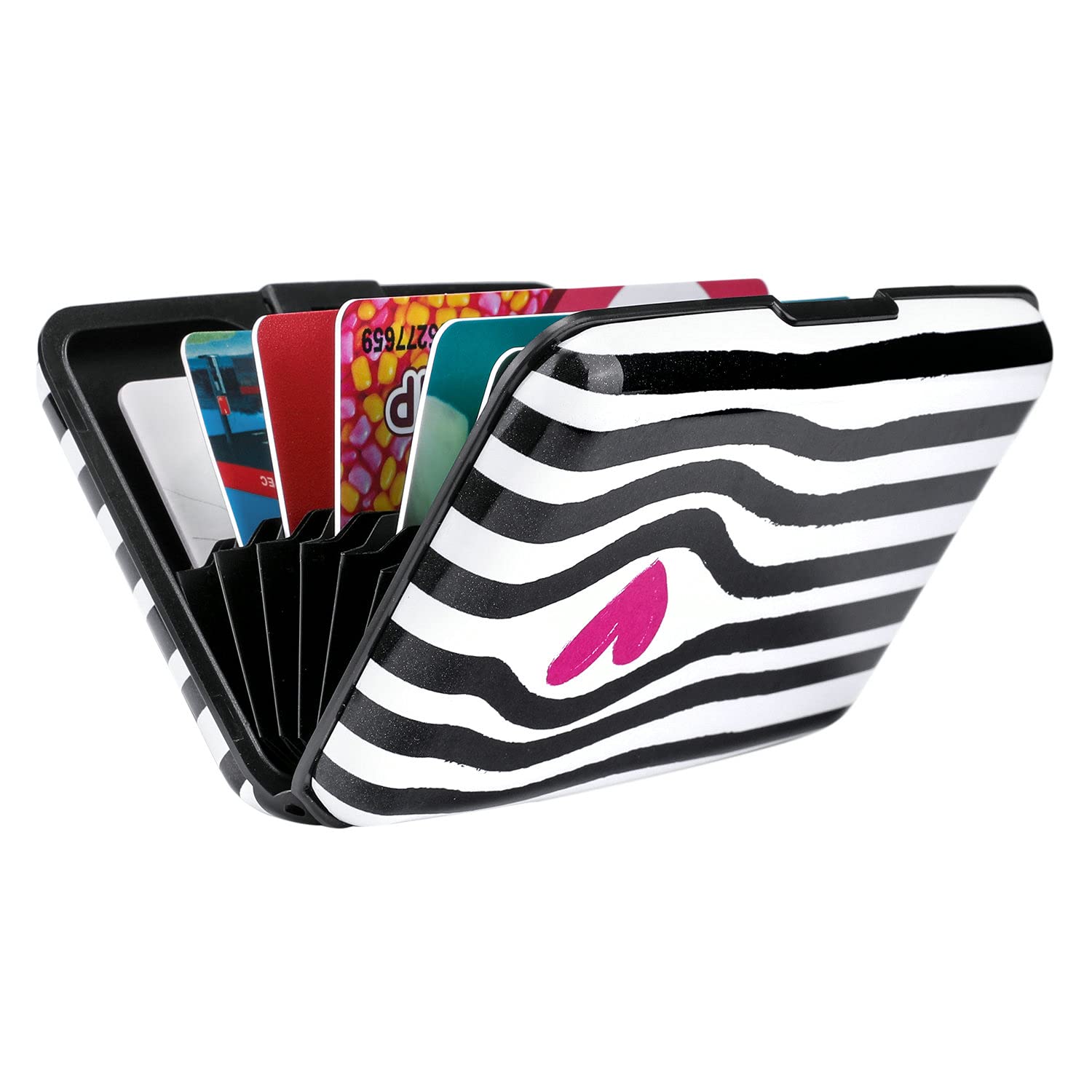 ELFISH Mini RFID Blocking Aluminum Wallet - Slim Credit Card Holder for Men & Women - Metal ID & Business Card Case (Eye Heart Design) - Perfect for Travel, Work & Everyday Use