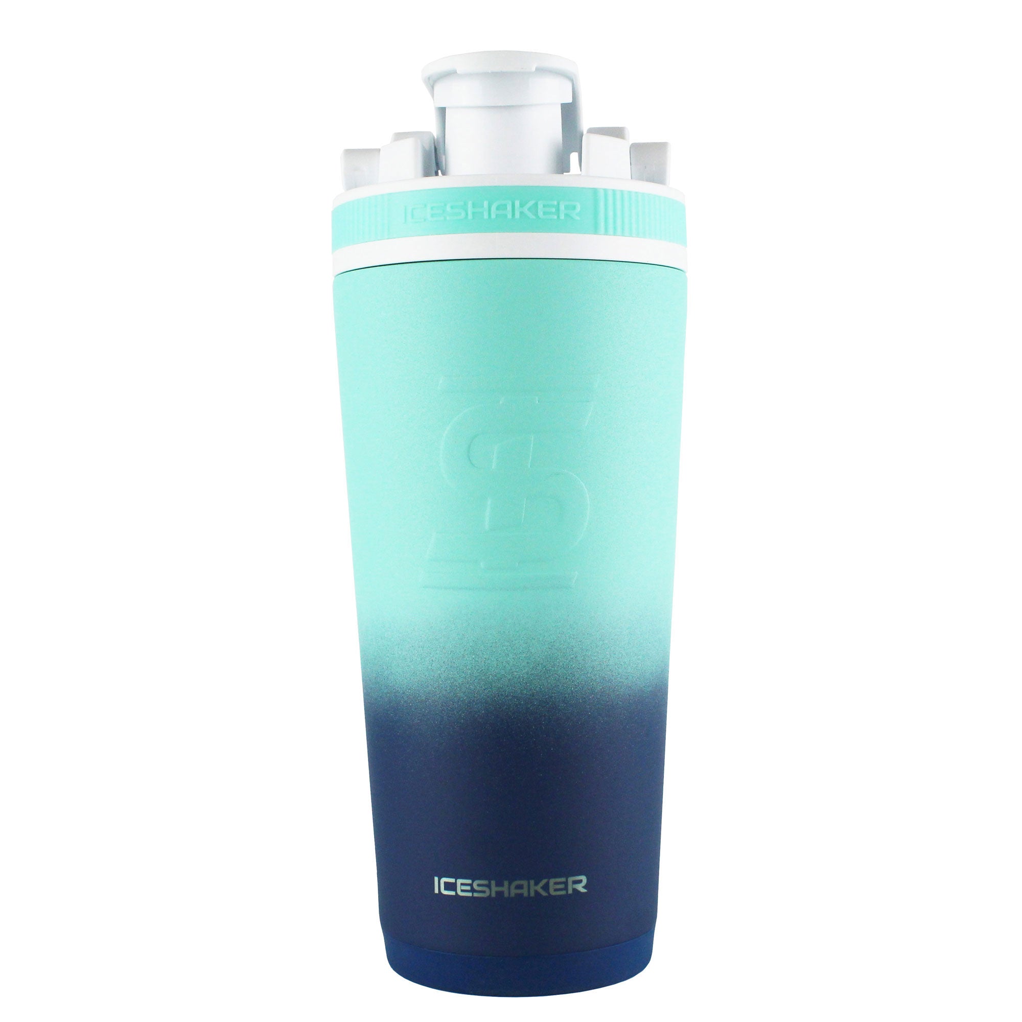 FIT2SERVE 26oz Protein Shaker Bottle with Lid - Navy Mint Ombre Gradient Design - Perfect for Gym, Workouts, and Post-Workout Recovery