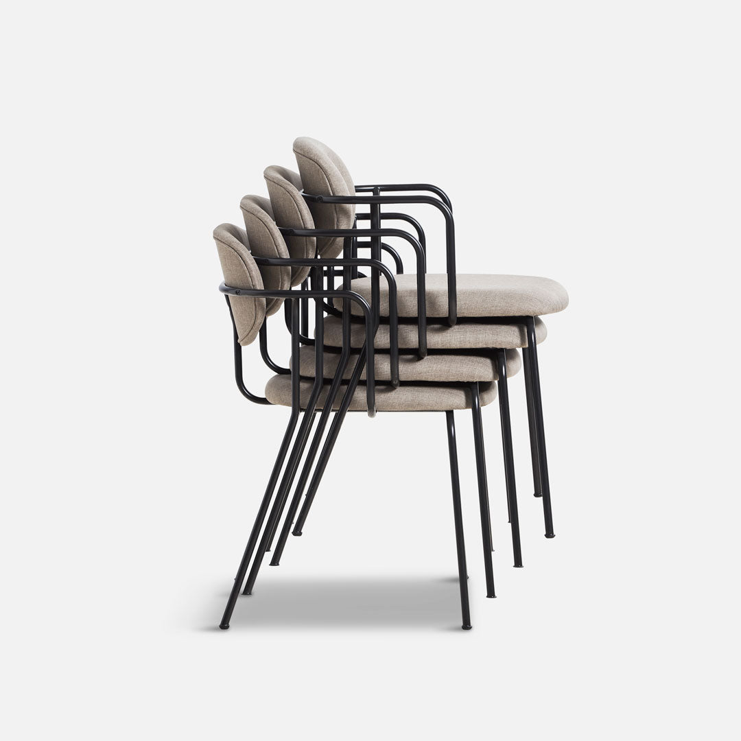 Stackable Dining Chairs Set of 4 - Modern Wooden Frame Kitchen Chairs for Small Spaces - Perfect for Home, Office, Restaurant & Outdoor Use