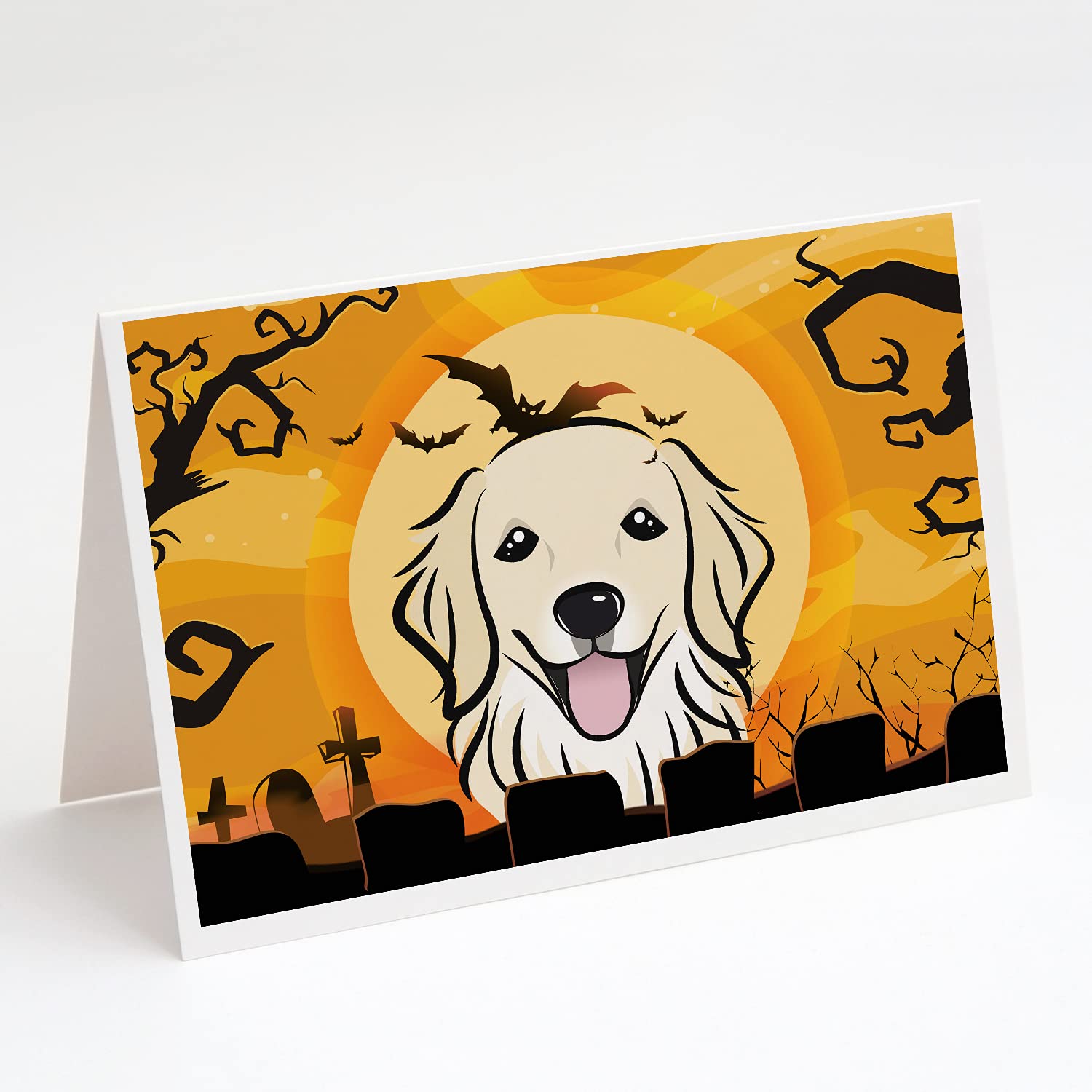 Halloween Golden Retriever Greeting Cards - Pack of 8 Blank A7 Note Cards (5x7 inches) with Envelopes | Whimsical Dog-Themed Stationery for Halloween Parties, Thank You Notes & Holiday Greetings