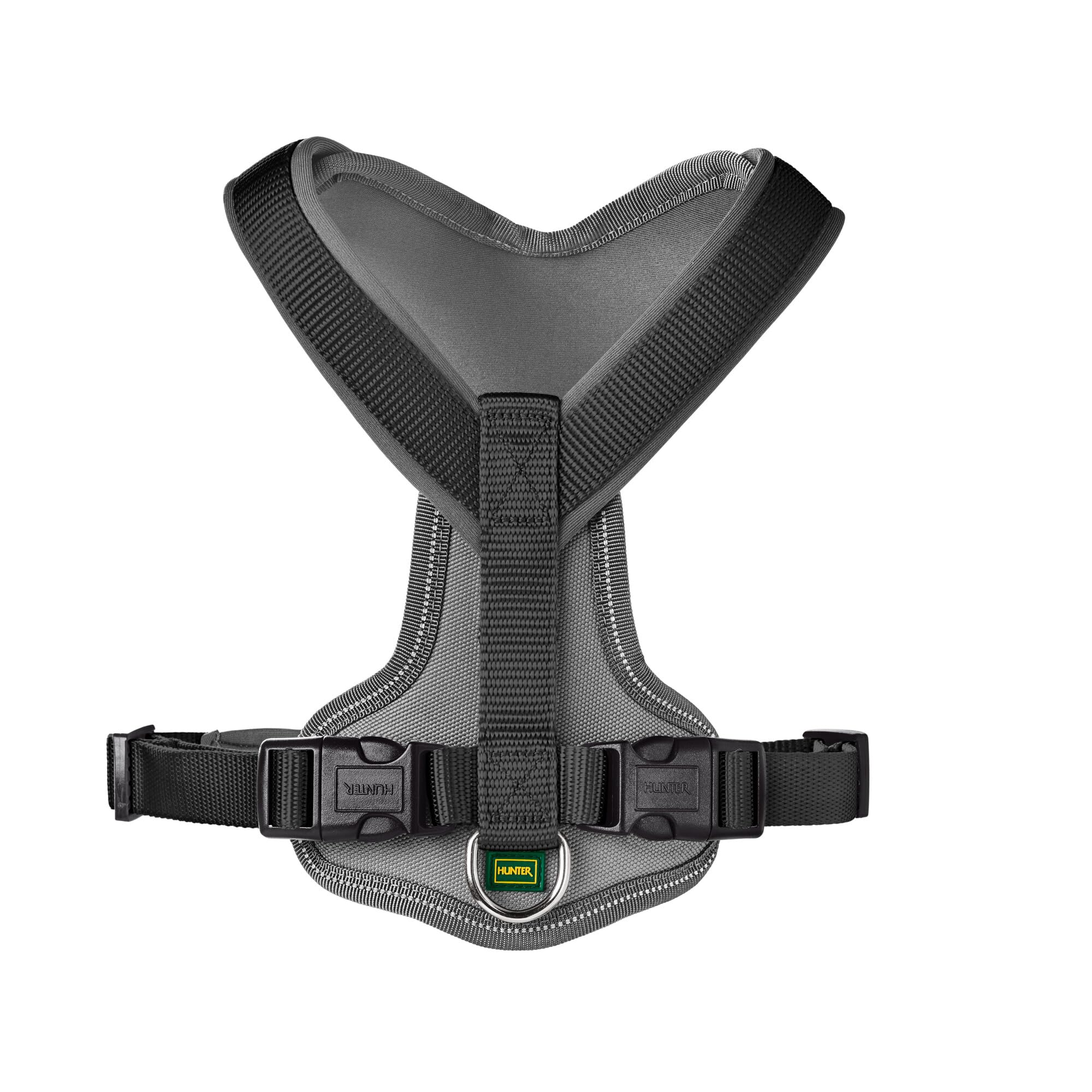 HUNTER Neoprene Dog Harness for Large Dogs - X-Large Size, Black/Grey - Adjustable & Comfortable Pet Vest for Walking, Hiking & Outdoor Adventures
