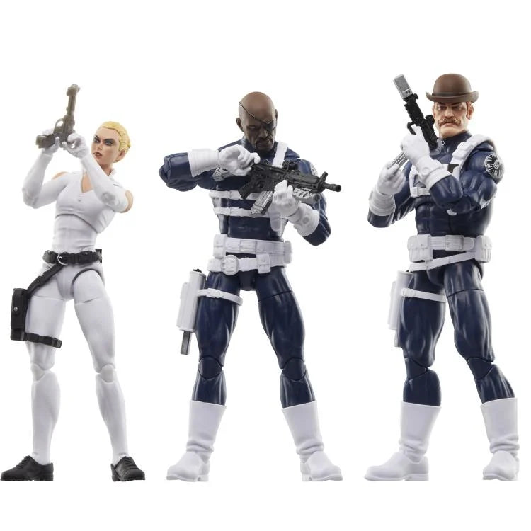 Captain America Marvel Legends S.H.I.E.L.D. Three-Pack Action Figure Set | Collectible Avengers Toys for Display & Play | Perfect for Marvel Fans & Collectors