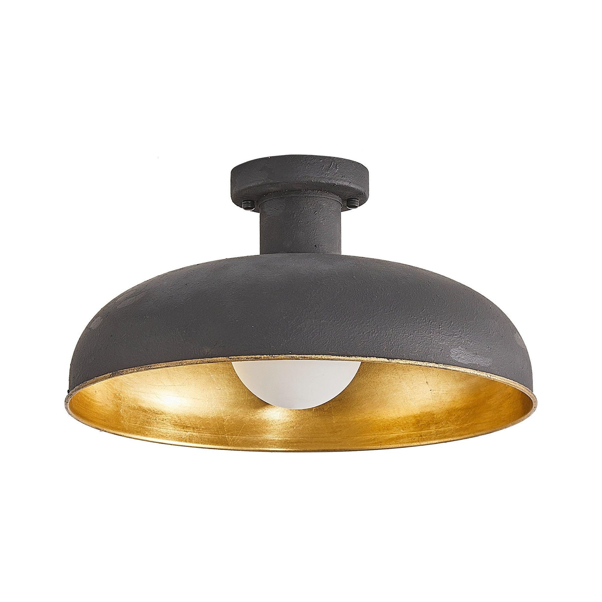 1 Light Industrial Flush Mount Ceiling Light Fixture - Vintage Metal Pendant Lighting for Kitchen, Bedroom, Hallway & Office - Modern Farmhouse & Loft Style Decor