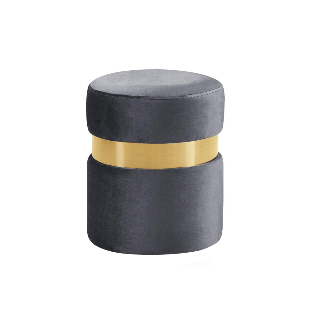 Premium Quality Wooden Upholstered Footstool Ottoman - Removable Flannel Fabric Cover, Soft Pouffe Chair for Living Room, Bedroom & Office (Gray) - Perfect for Footrest, Extra Seating & Home Decor