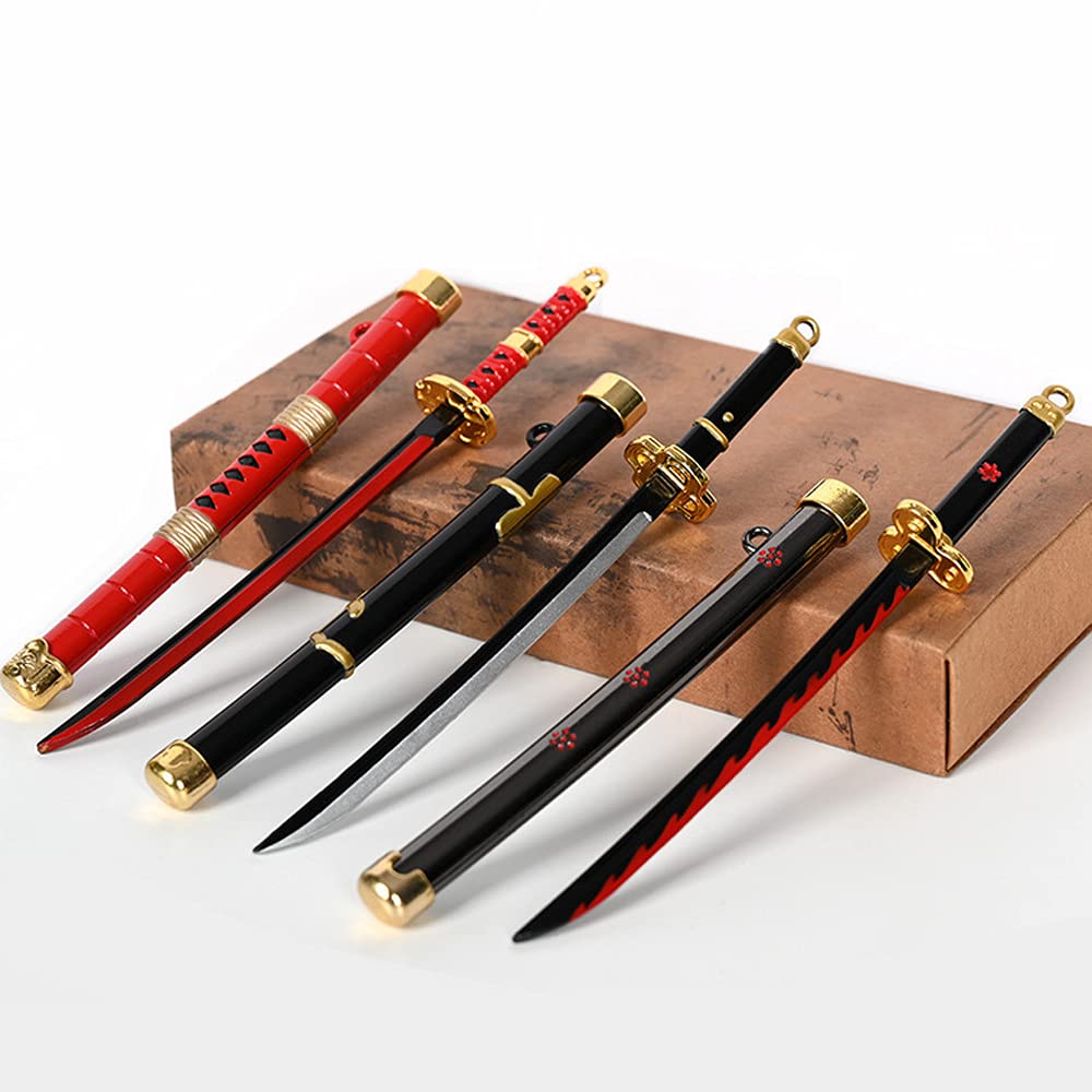 JCvCX 6-in-1 Anime Cosplay Sword Pendant Set - Shusui Mini Katana Keychain Collection with Gift Box | Perfect for Cosplay, Anime Fans & Unique Gifts