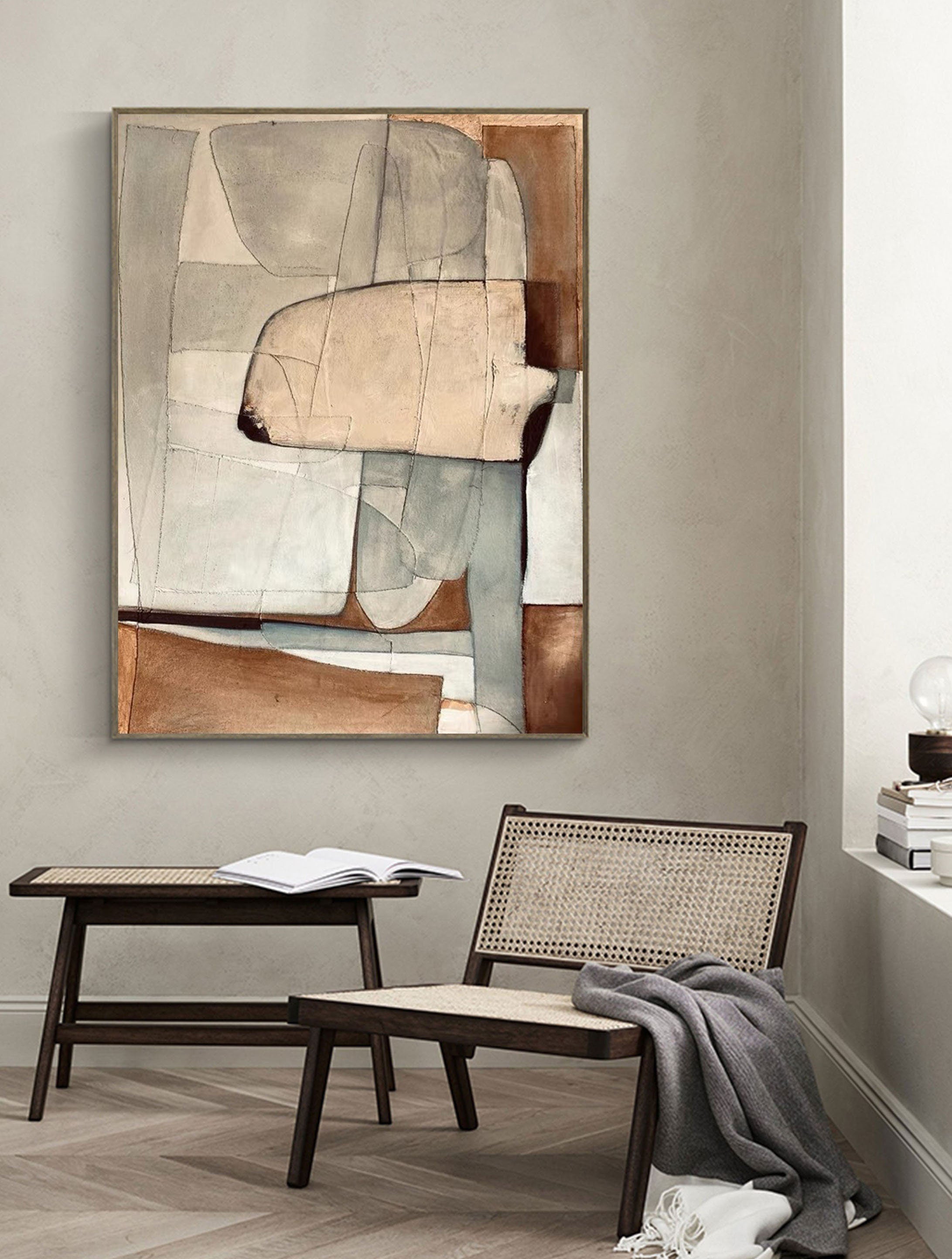 Beige & Brown Abstract Wall Art Print #BB003 - Modern Home Decor for Living Room, Bedroom & Office