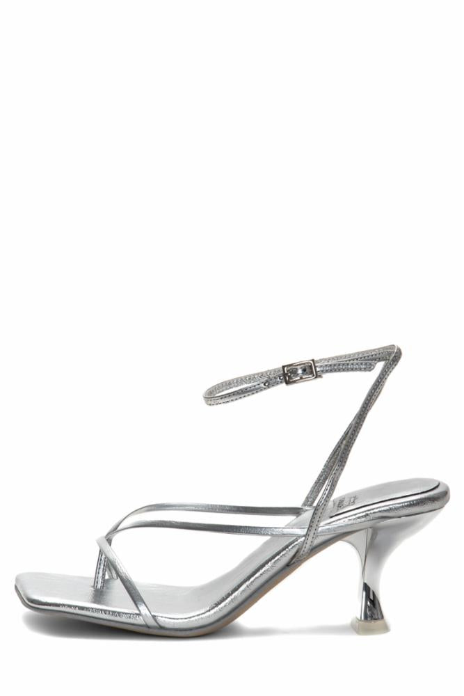 Jeffrey Campbell Women's Fluxx Silver Metallic Chunky Heel Sandals - Stylish & Comfortable for Parties, Weddings & Night Out