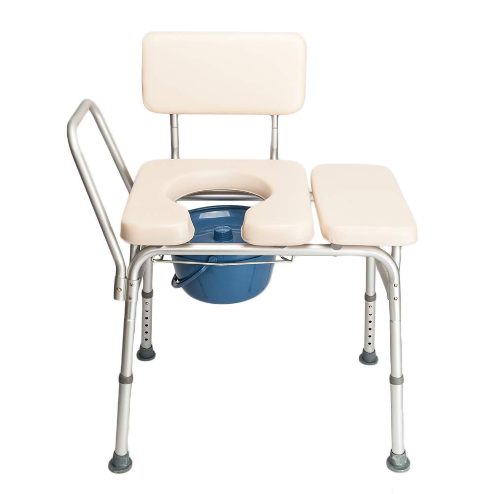 Adjustable Medical Commode Toilet Chair with Shower Seat - Height Adjustable Bathroom Transfer Bench for Elderly, Disabled & Pregnant Women - Ideal for Home Care, Post-Surgery Recovery & Mobility Assistance